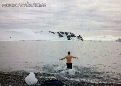 Joakim Laggar swim in Antarctica
