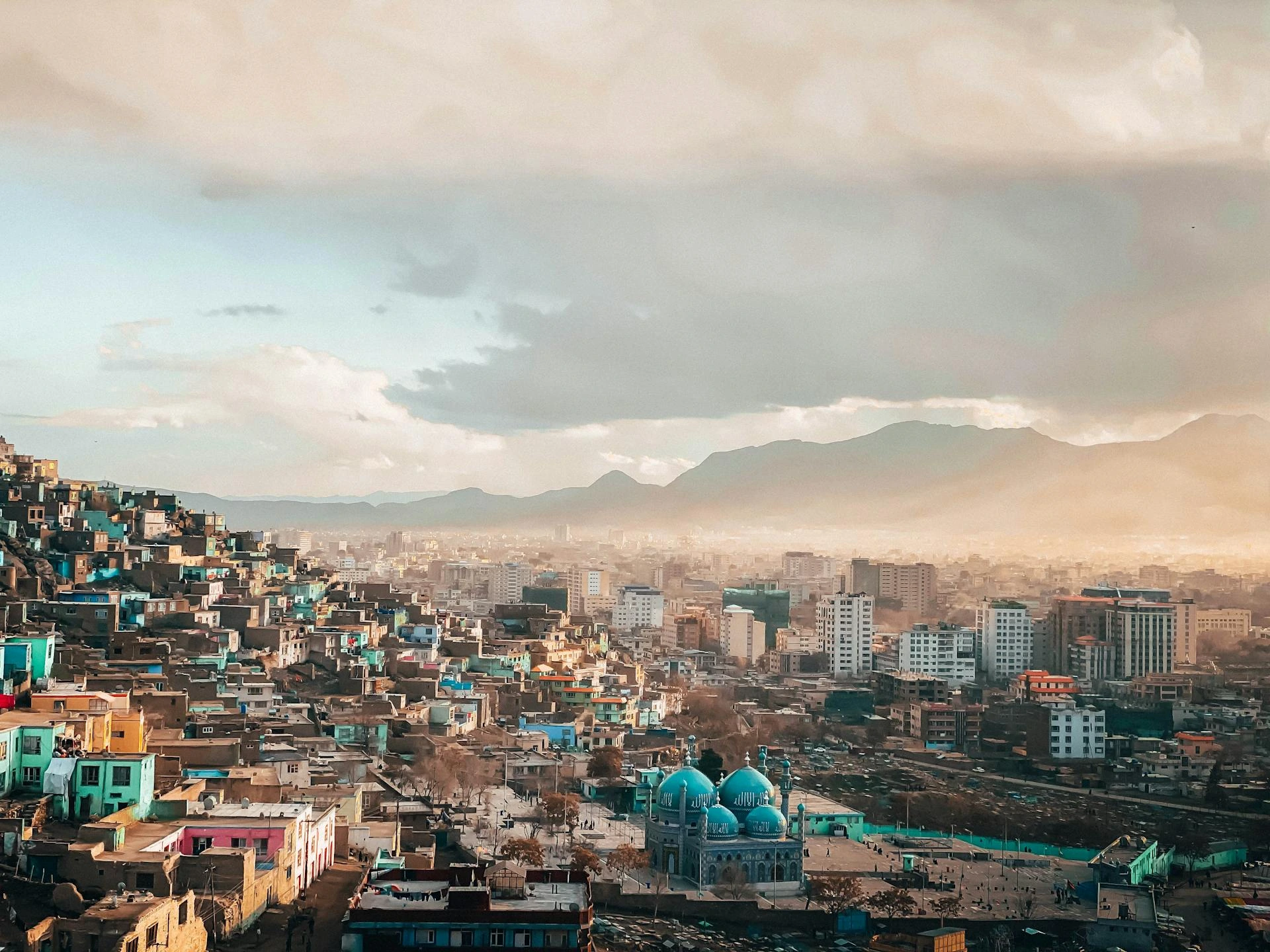 Flygfoto av stadshus i Afghanistan