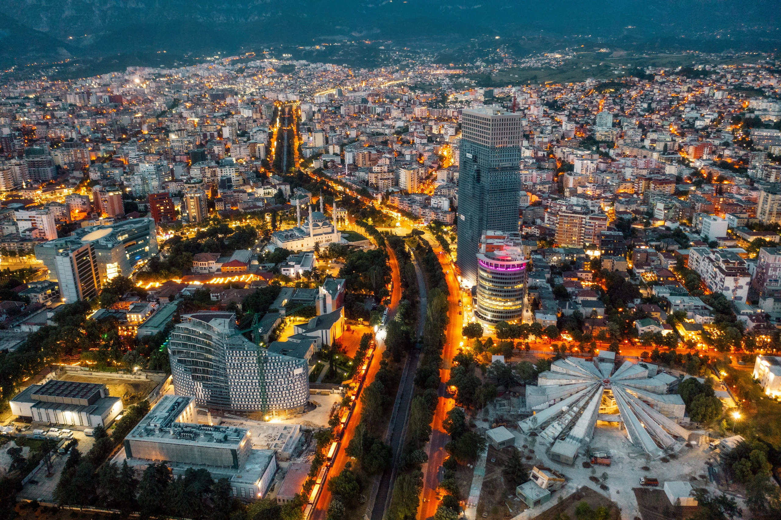 Flygfoto av Tirana, Albanien