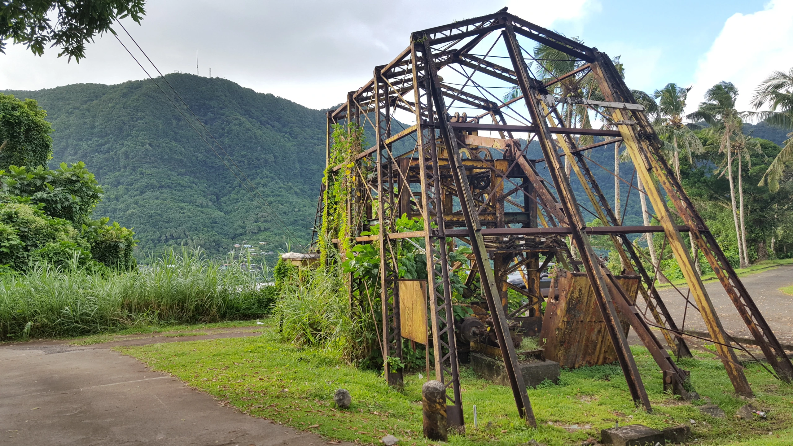 Resten av spårvagnen på Amerikanska Samoa