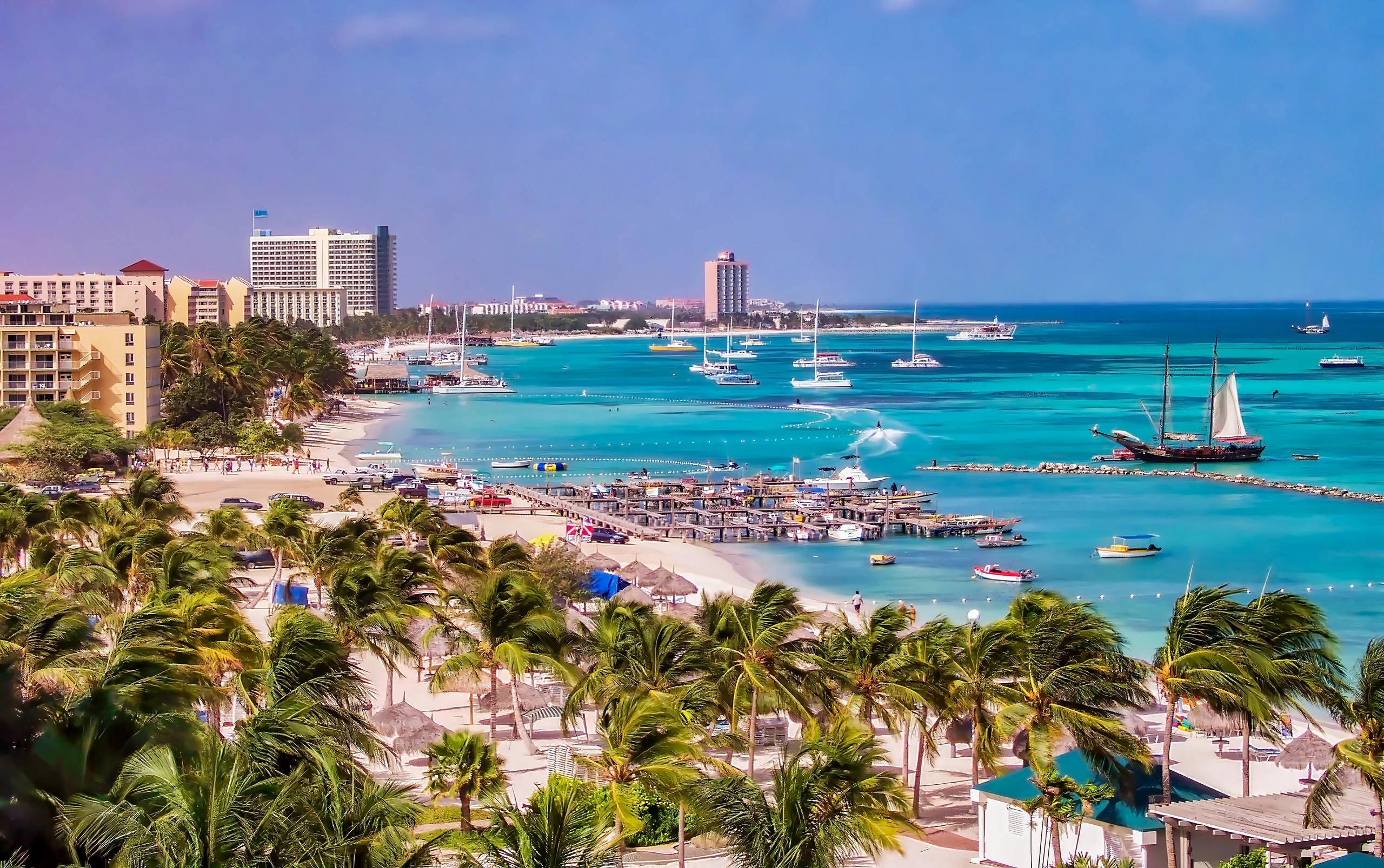 Vy över Palm Beach, Aruba