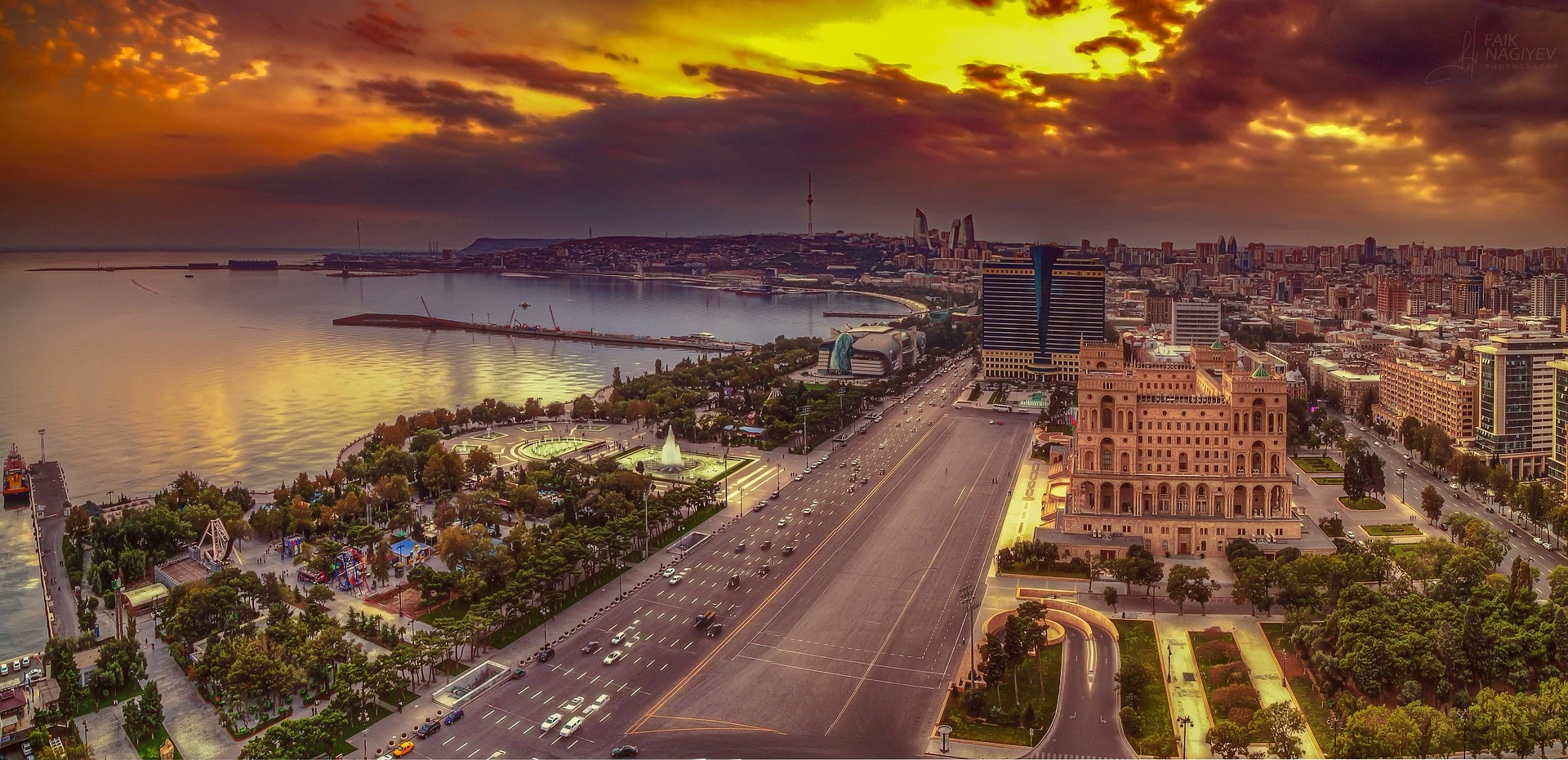 Panorama över Baku, Azerbajdzjan