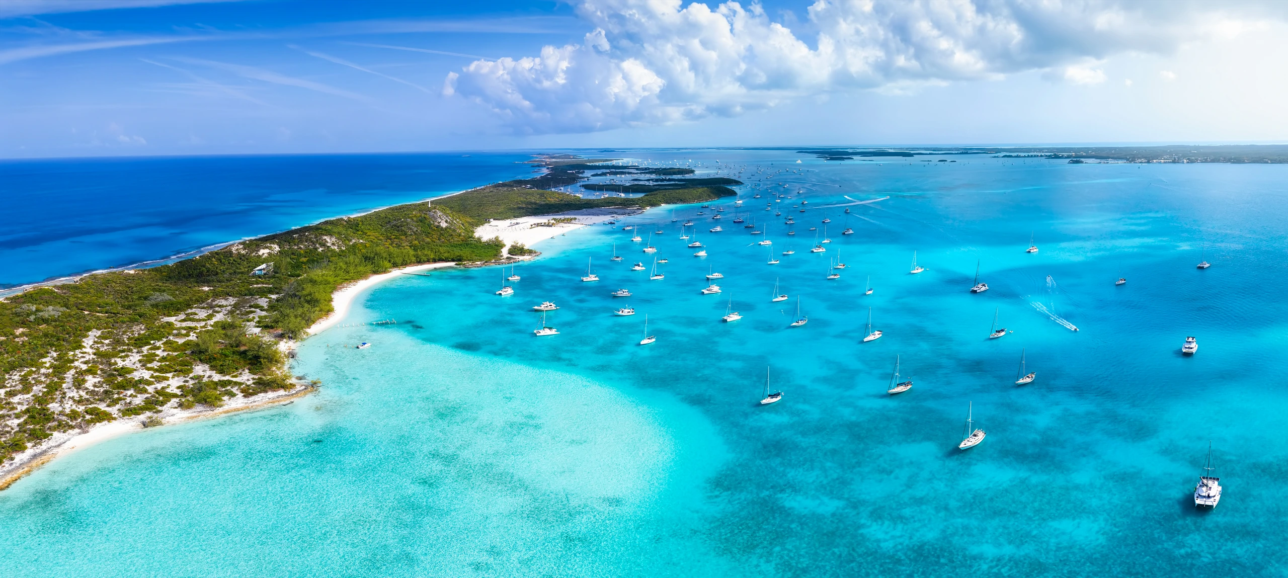 Flygfoto av Stocking Island, Exumas, Bahamas