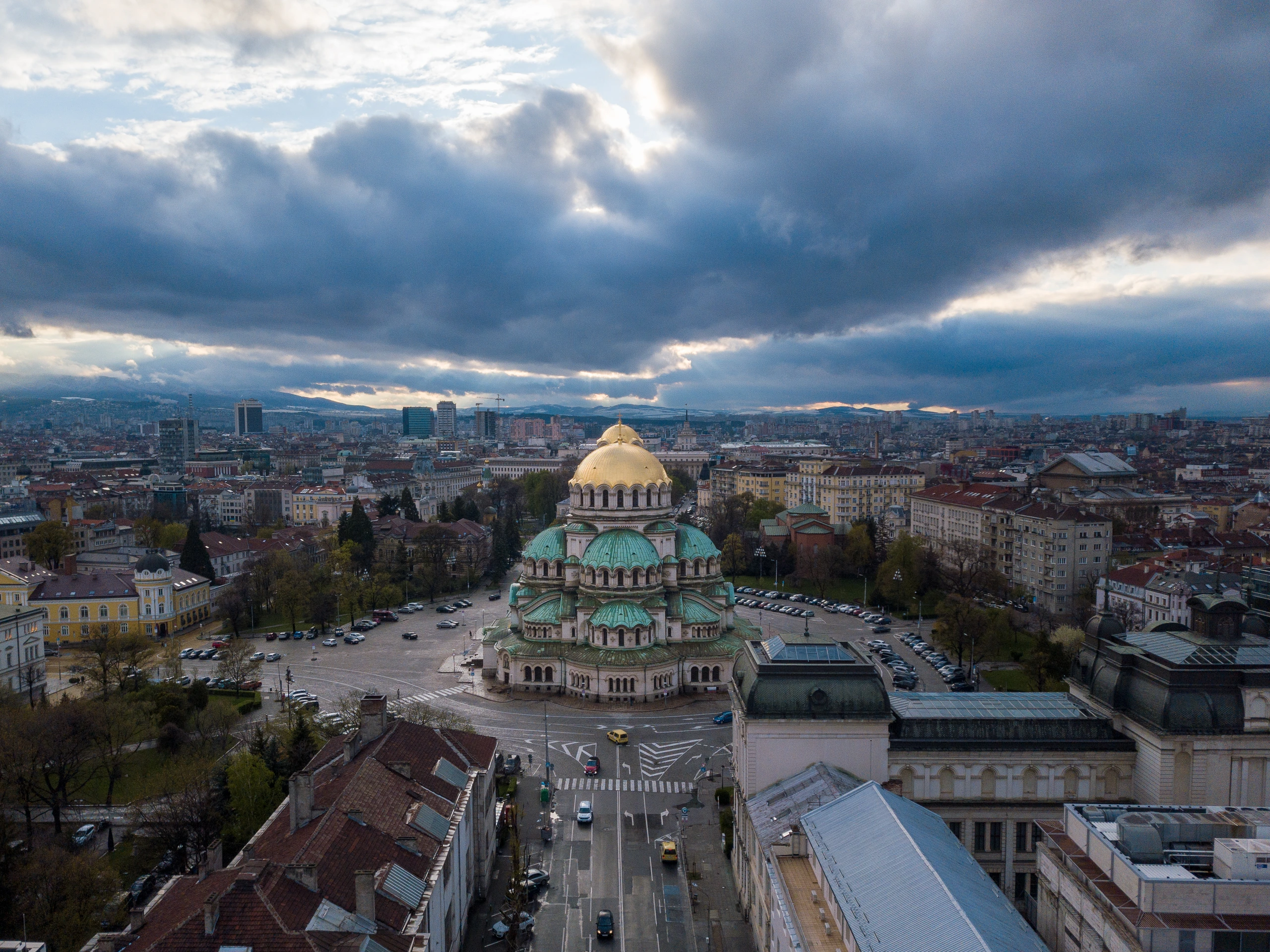 Vy över St. Alexander Nevsky-katedralen i Sofia, Bulgarien