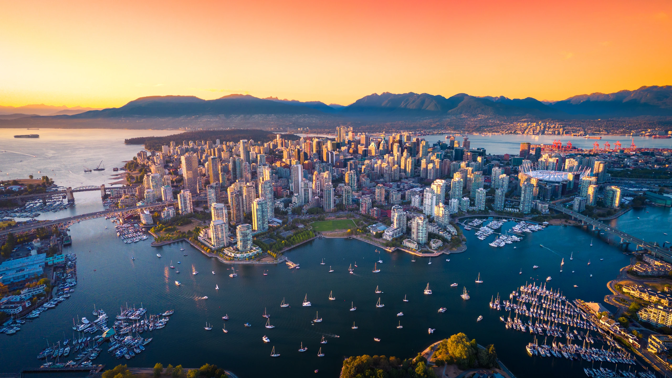 Flygfoto av Vancouver skyline, Kanada