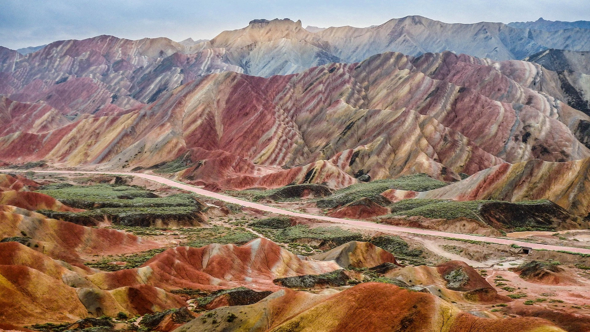 Zhangye Danxia, färgglada klippor, Kina
