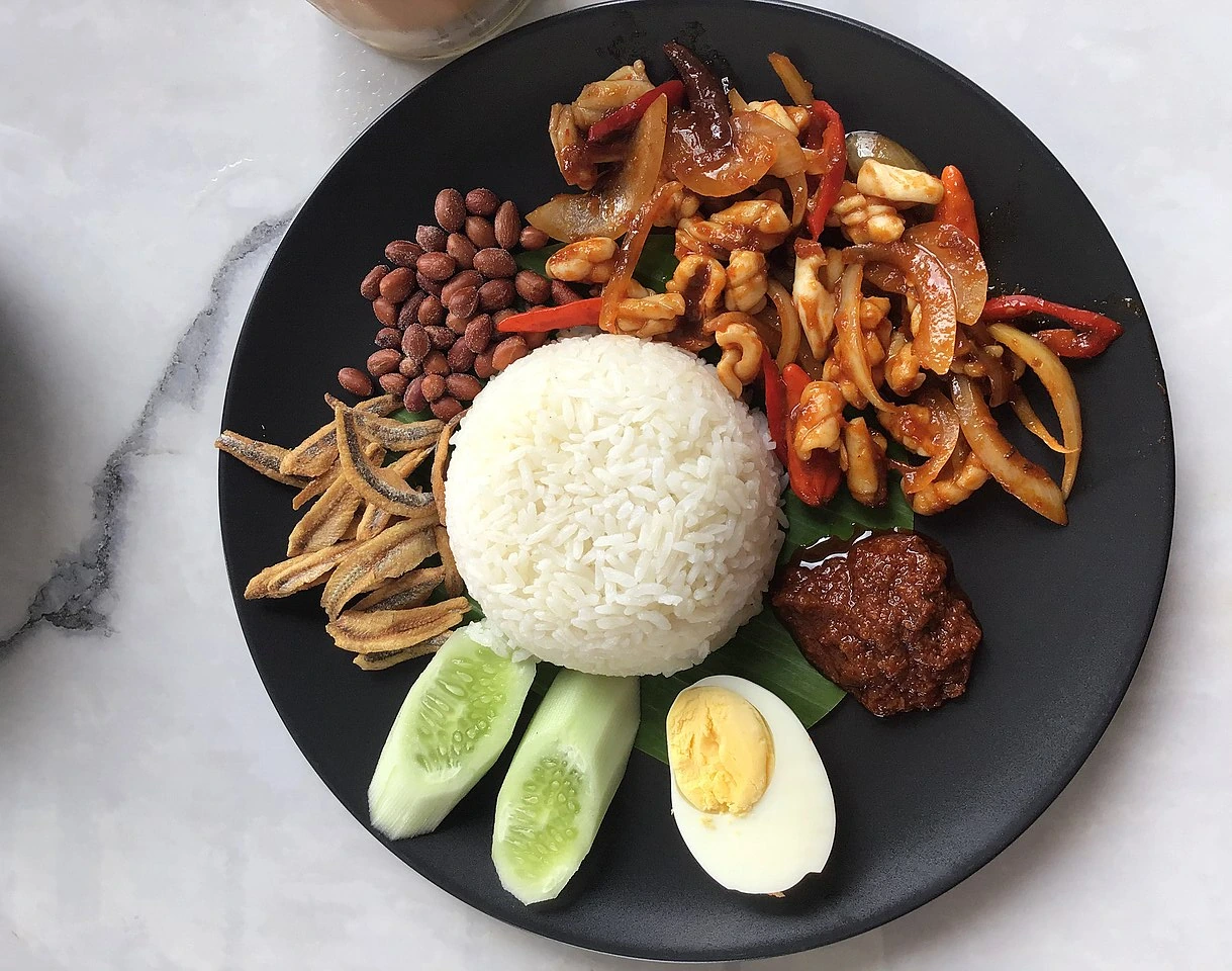 Nasi Lemak med chili och bläckfisk, Kokosöarna