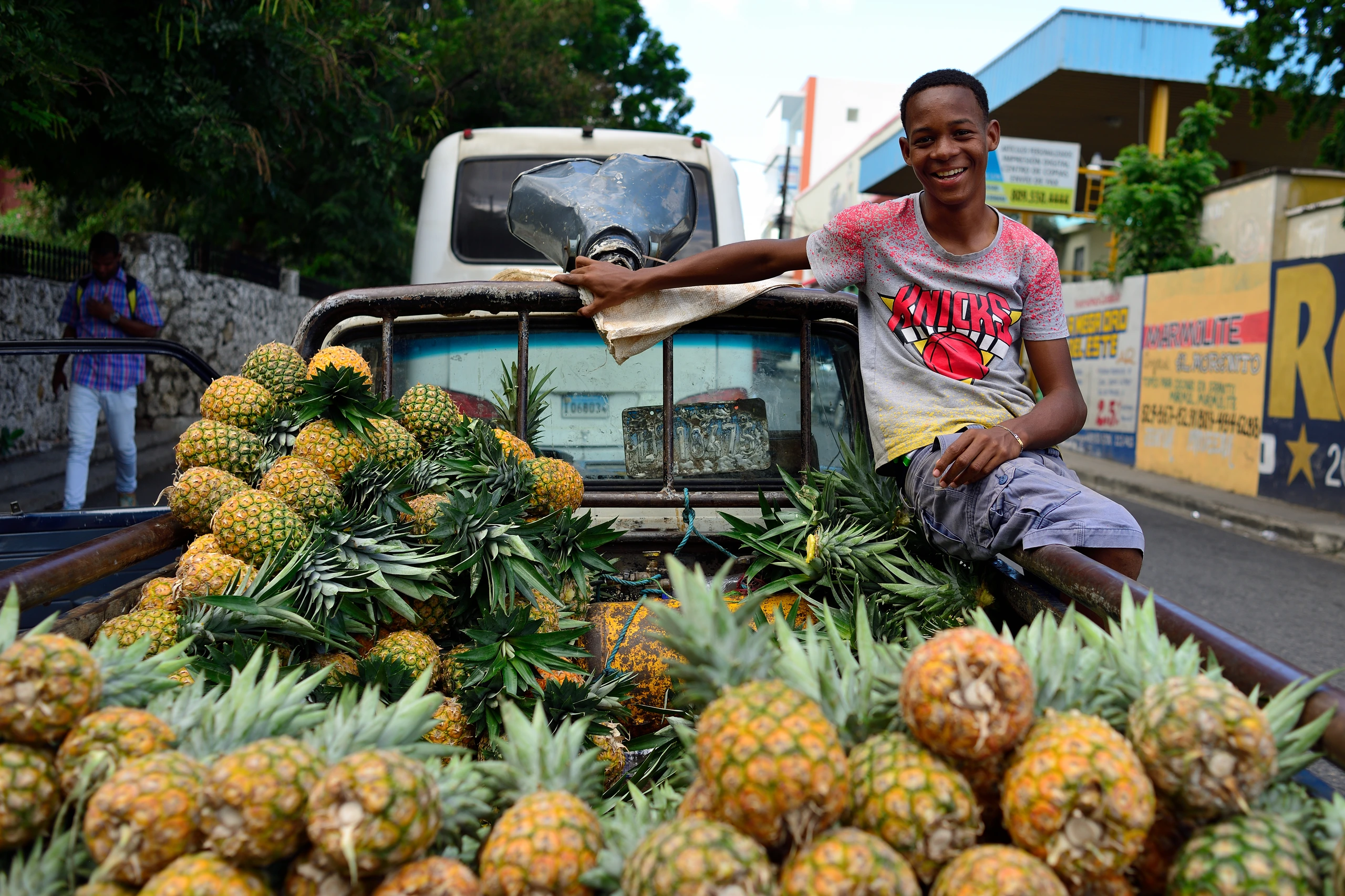 Transport av ananas till La Romana, Dominikanska republiken