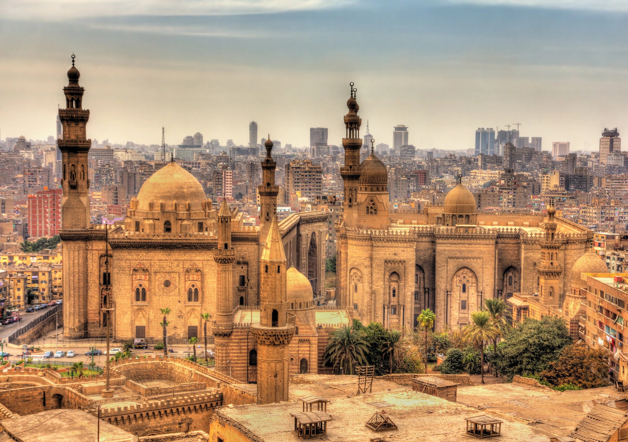 Vy över Moskéerna Sultan Hassan och Al-Rifai, Egypten