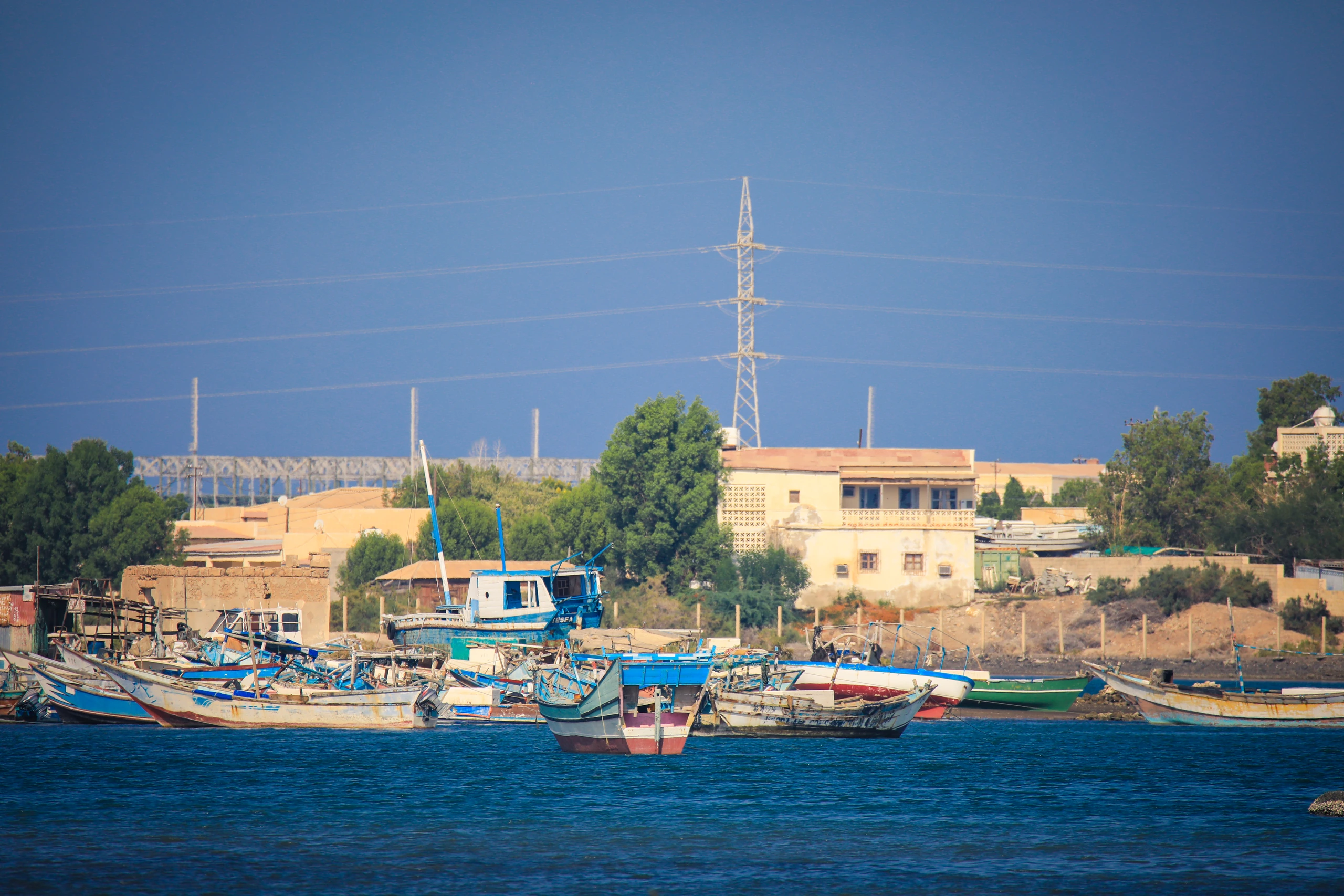 Utsikt över Blue Water Port i Massawa, Eritrea