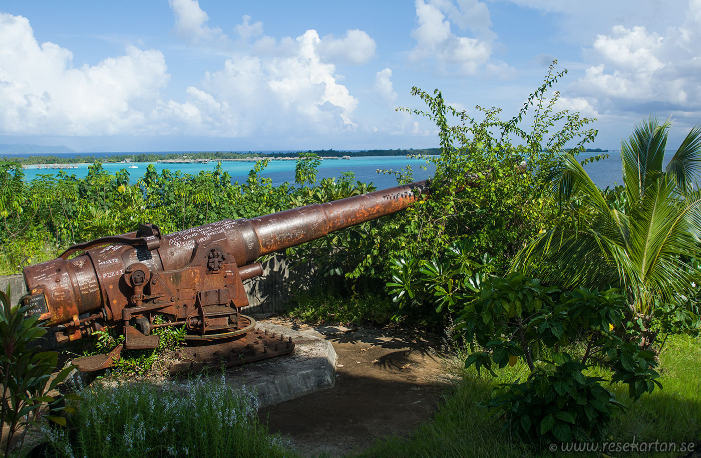 fitiiu point ww2 guns and view of east bora bora