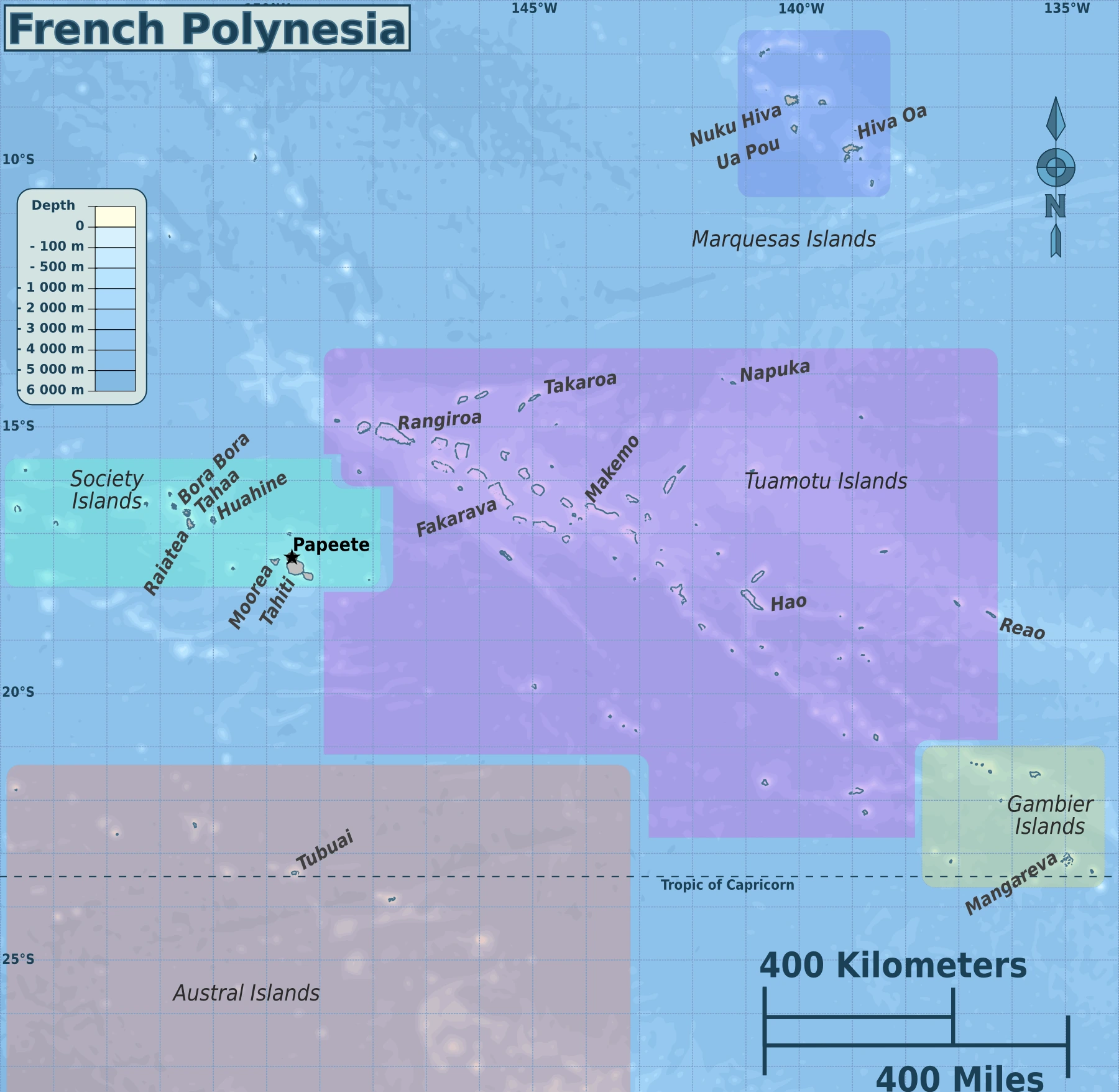 Karta över Franska Polynesien