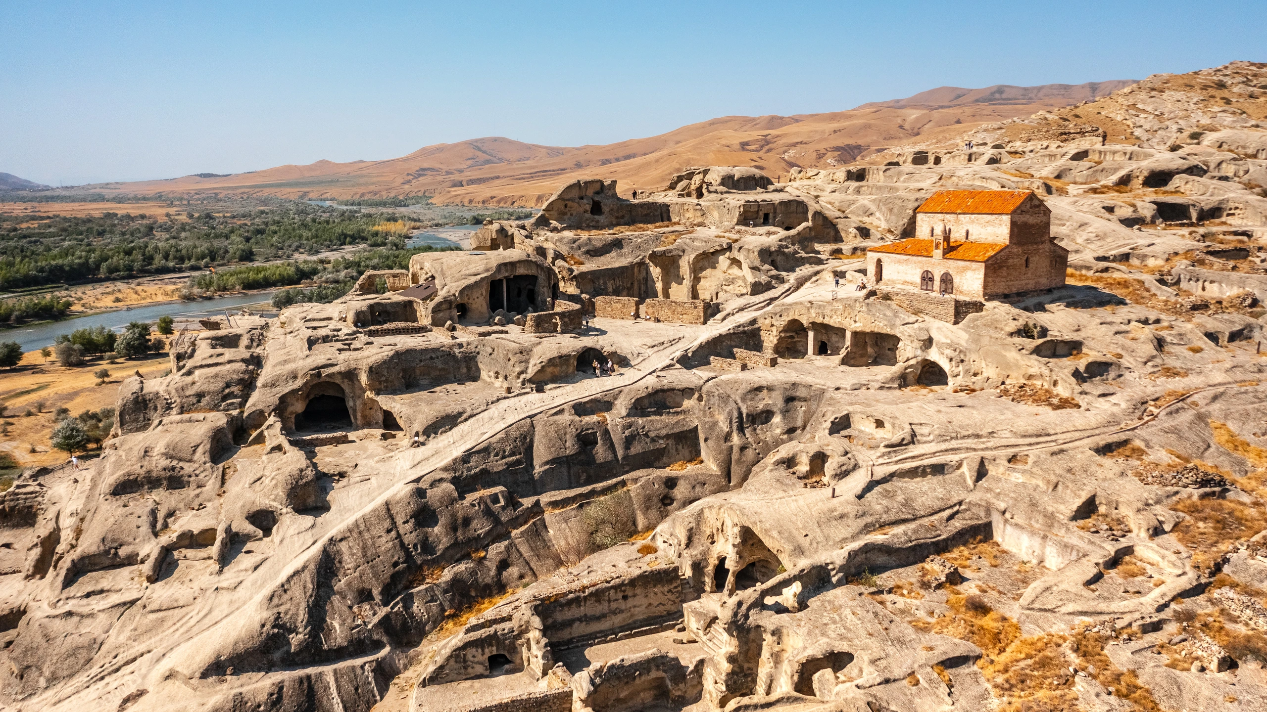 Flygfoto av Uplistsikhe, Georgien