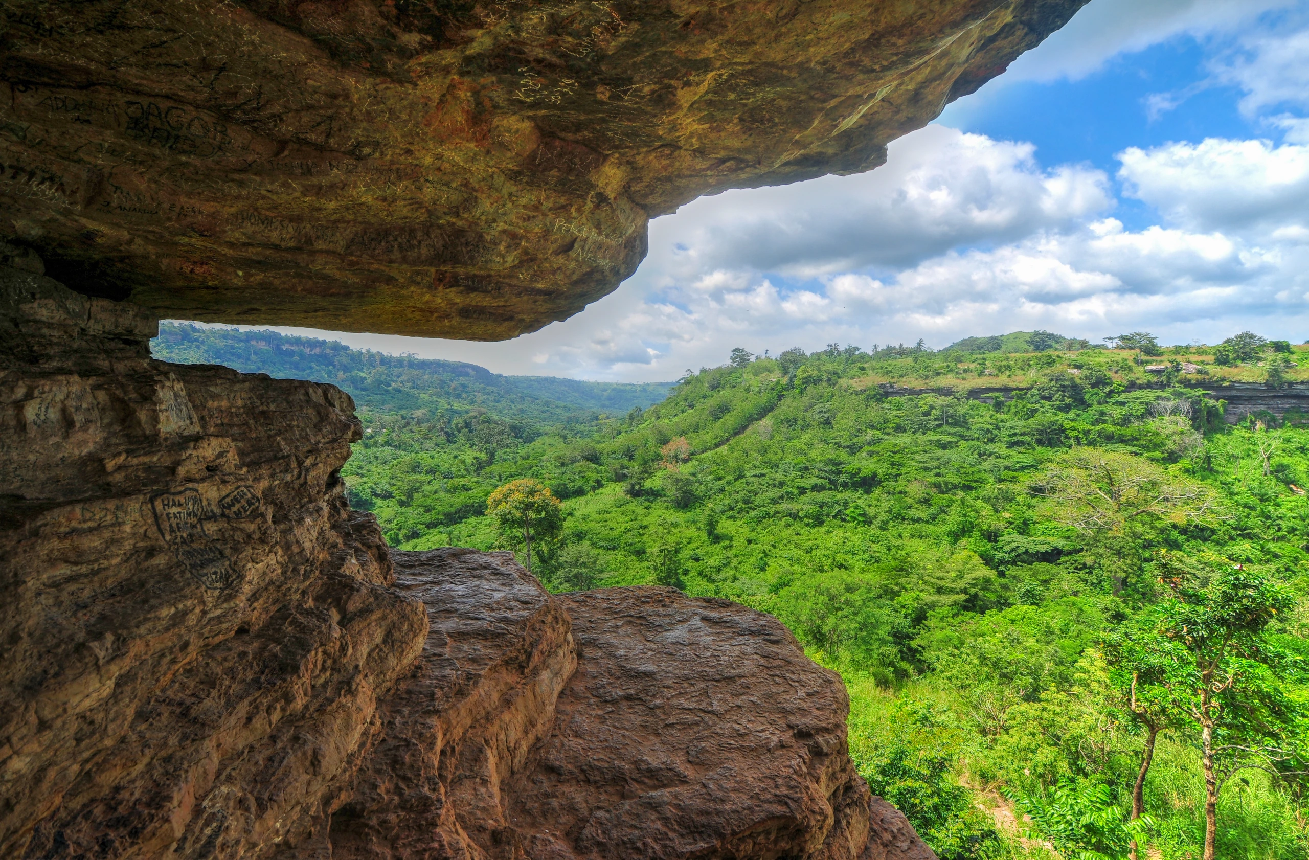 Vy från Umbrella Rock, Yilo Krobo, Ghana