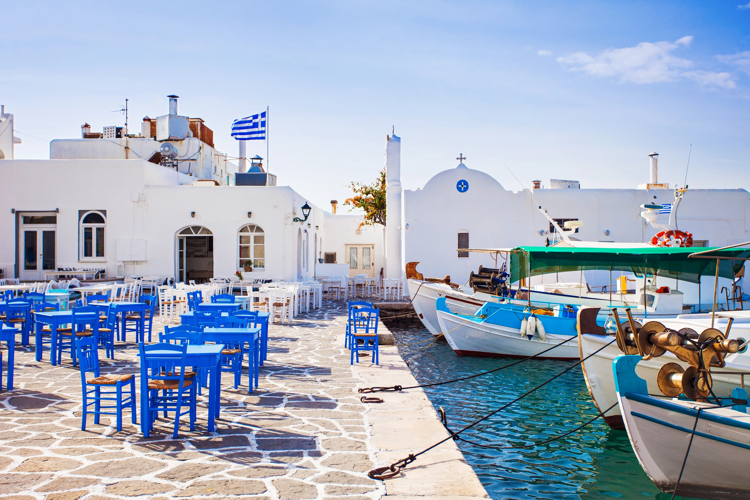 Byn Naousa på Paros, Grekland