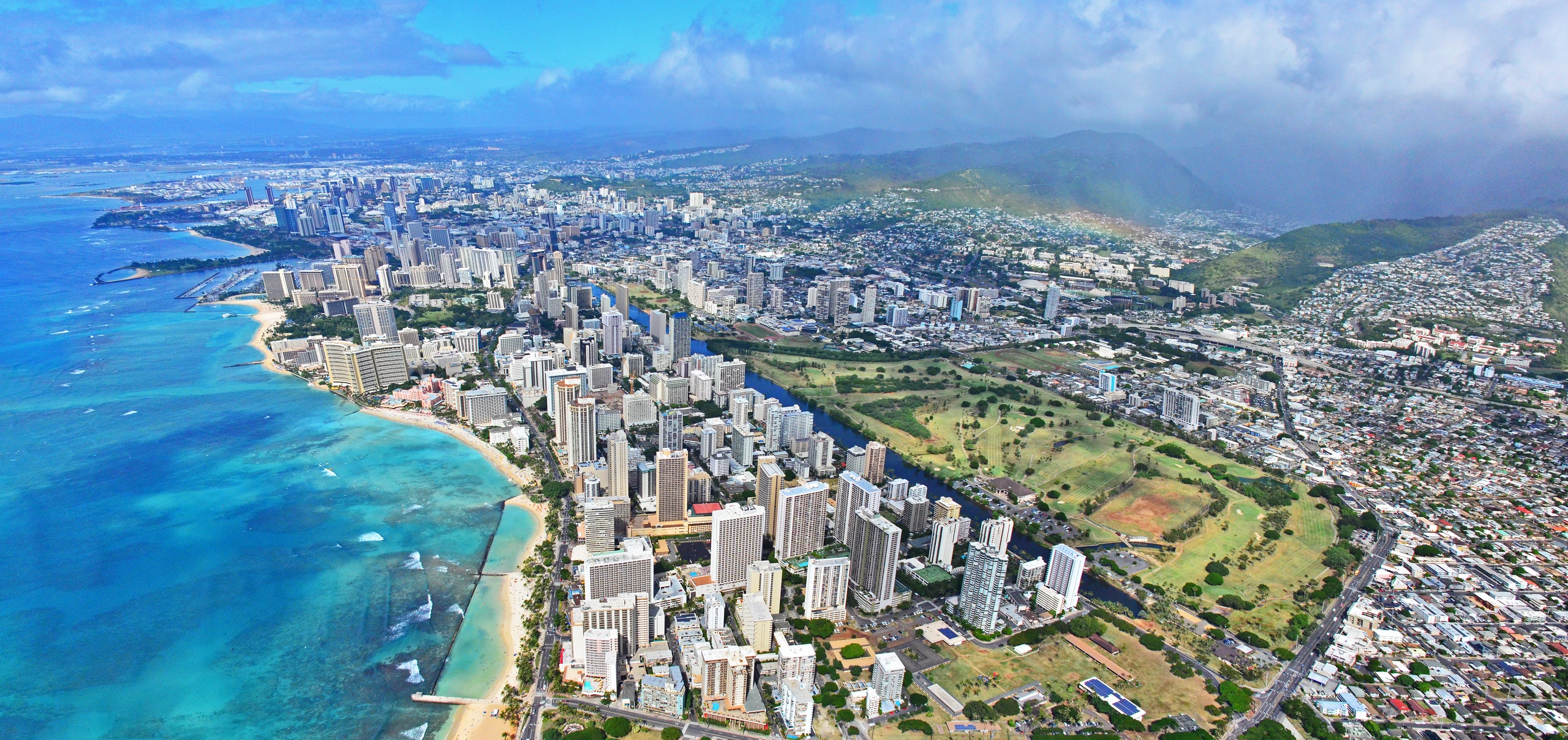 Panorama över Waikiki, Honolulu, Hawaii
