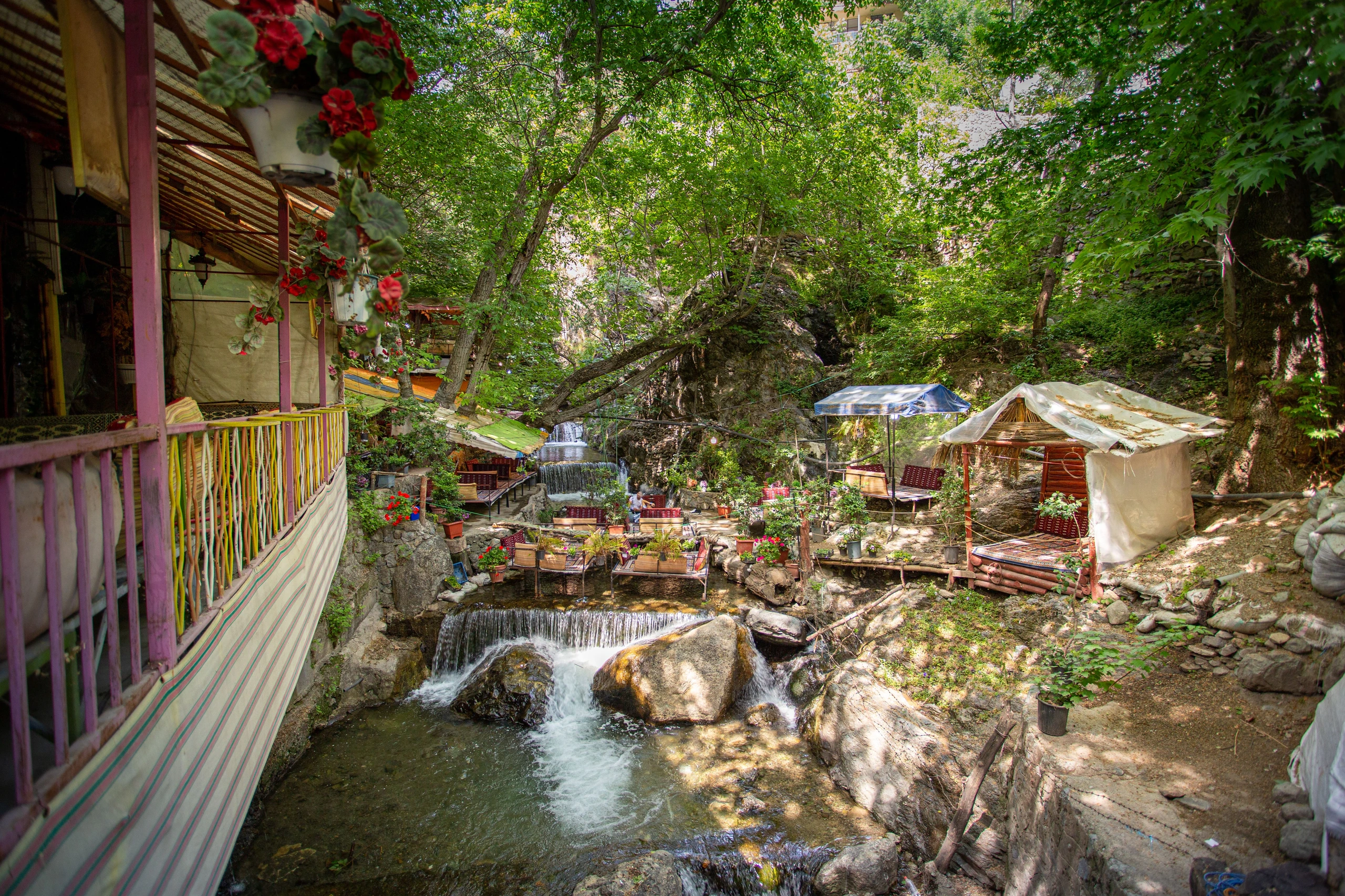 Park vid bäck i Darband, Teheran, Iran