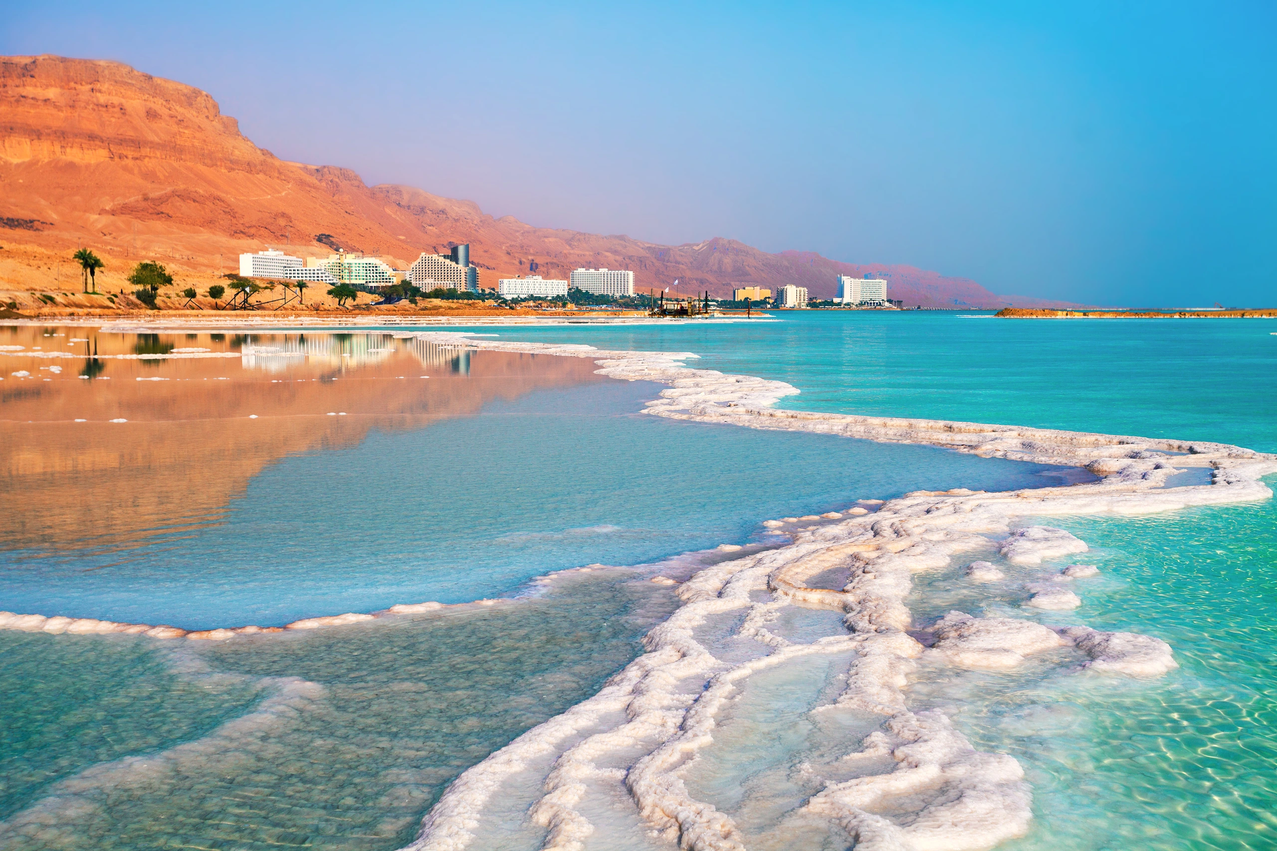 Saltstrand vid Döda havet, Ein Bokek, Israel