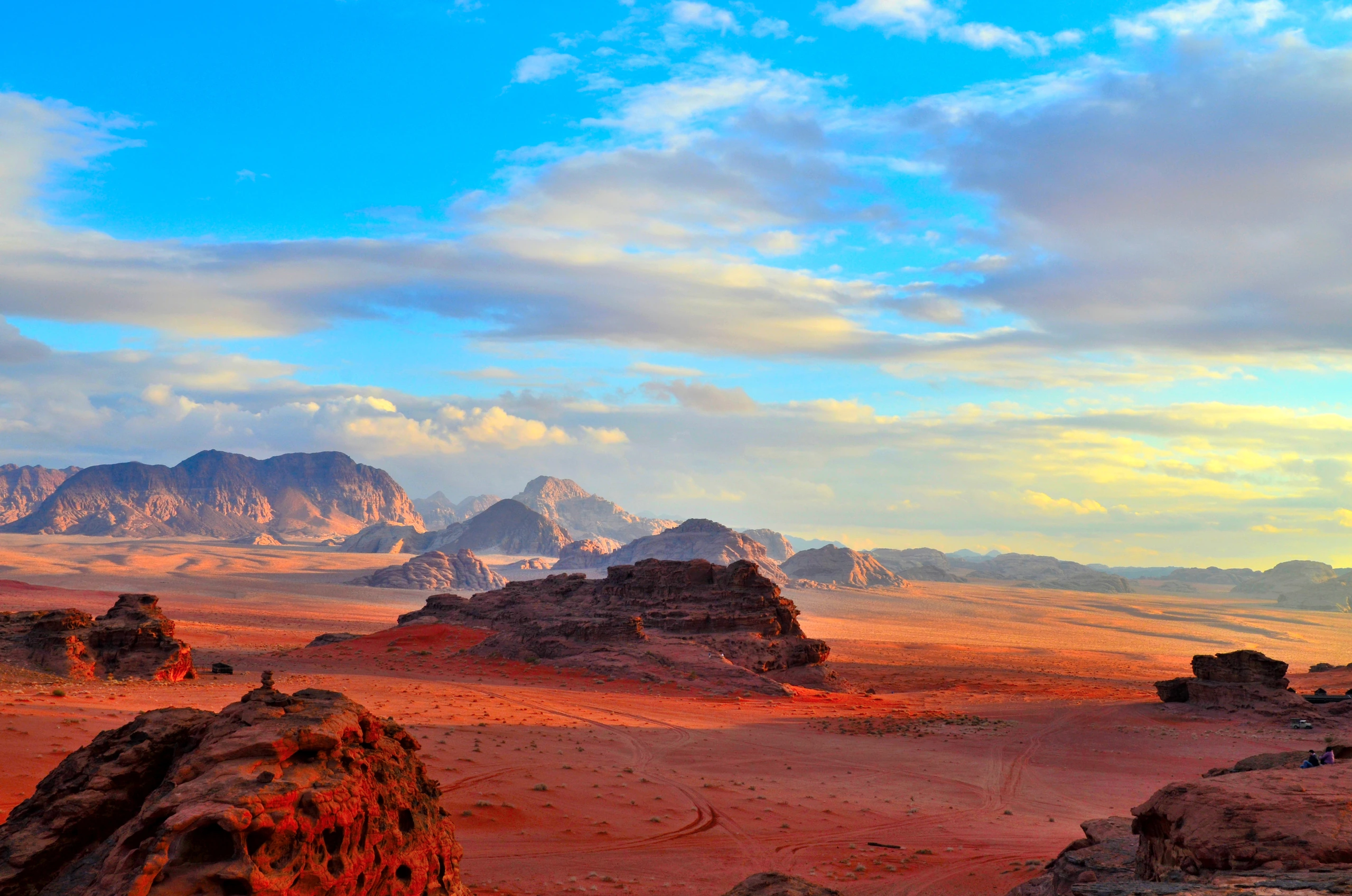 Solnedgång över Wadi Rum, Jordanien