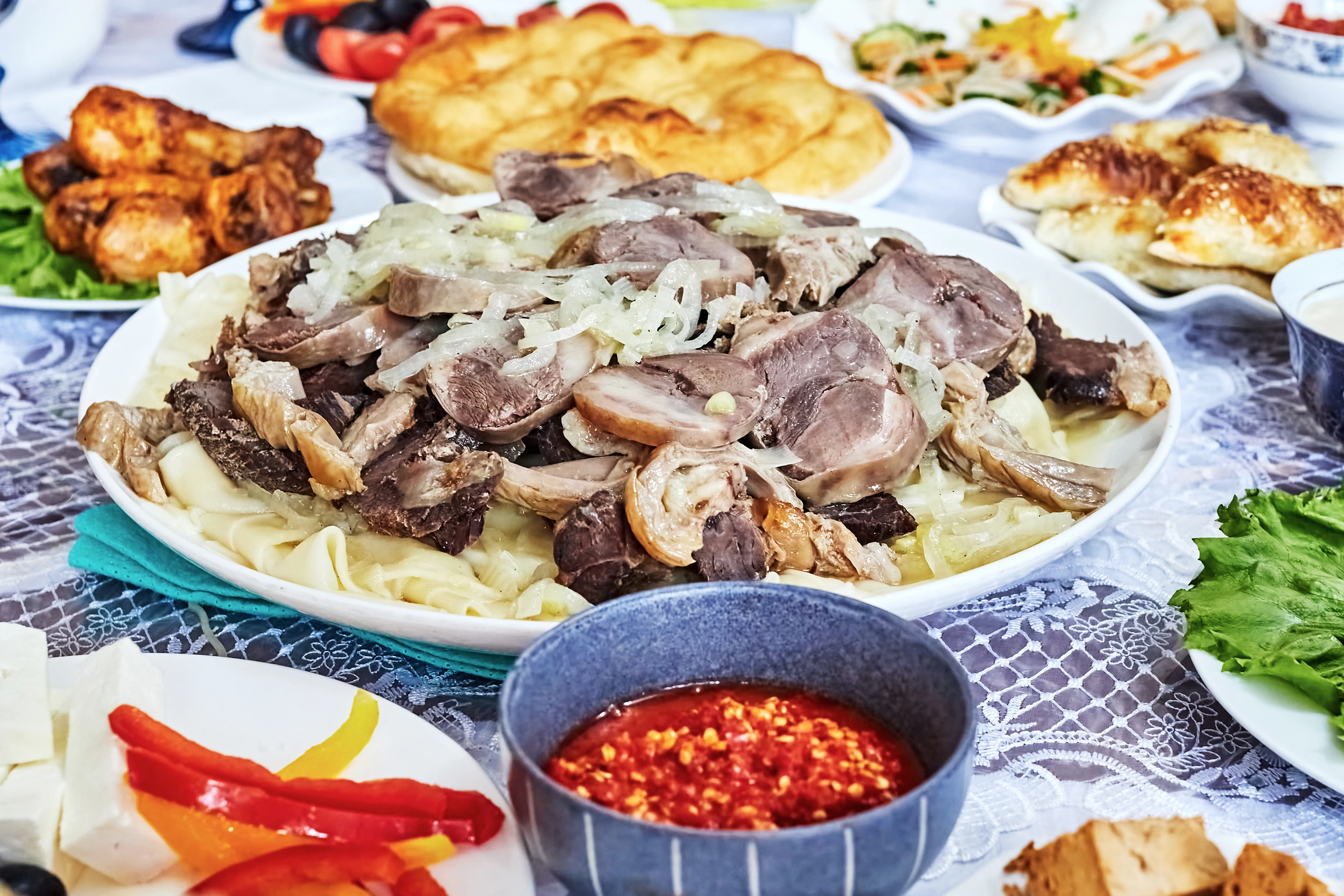 Beshbarmak, traditionell kasakisk rätt, Kazakstan