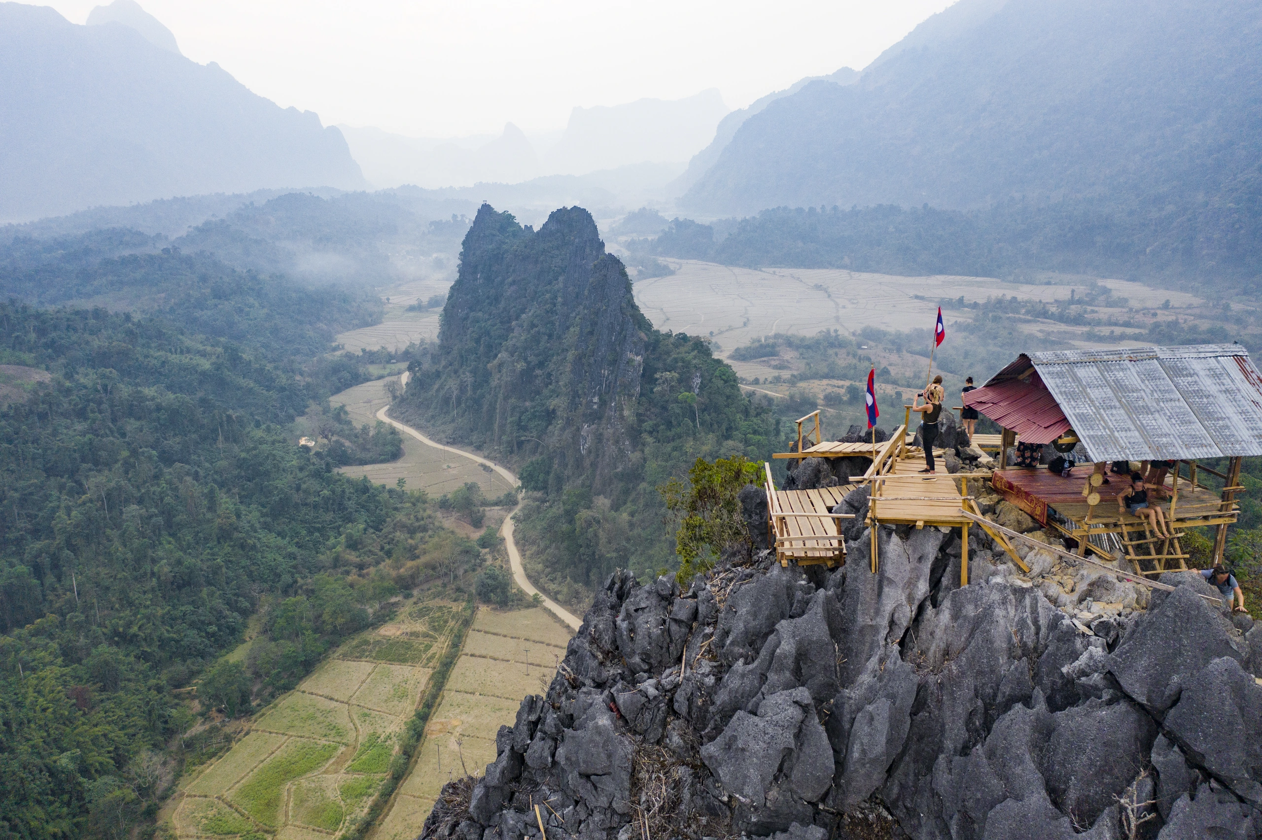 Panorama från Nam Xay, Vang Vieng, Laos