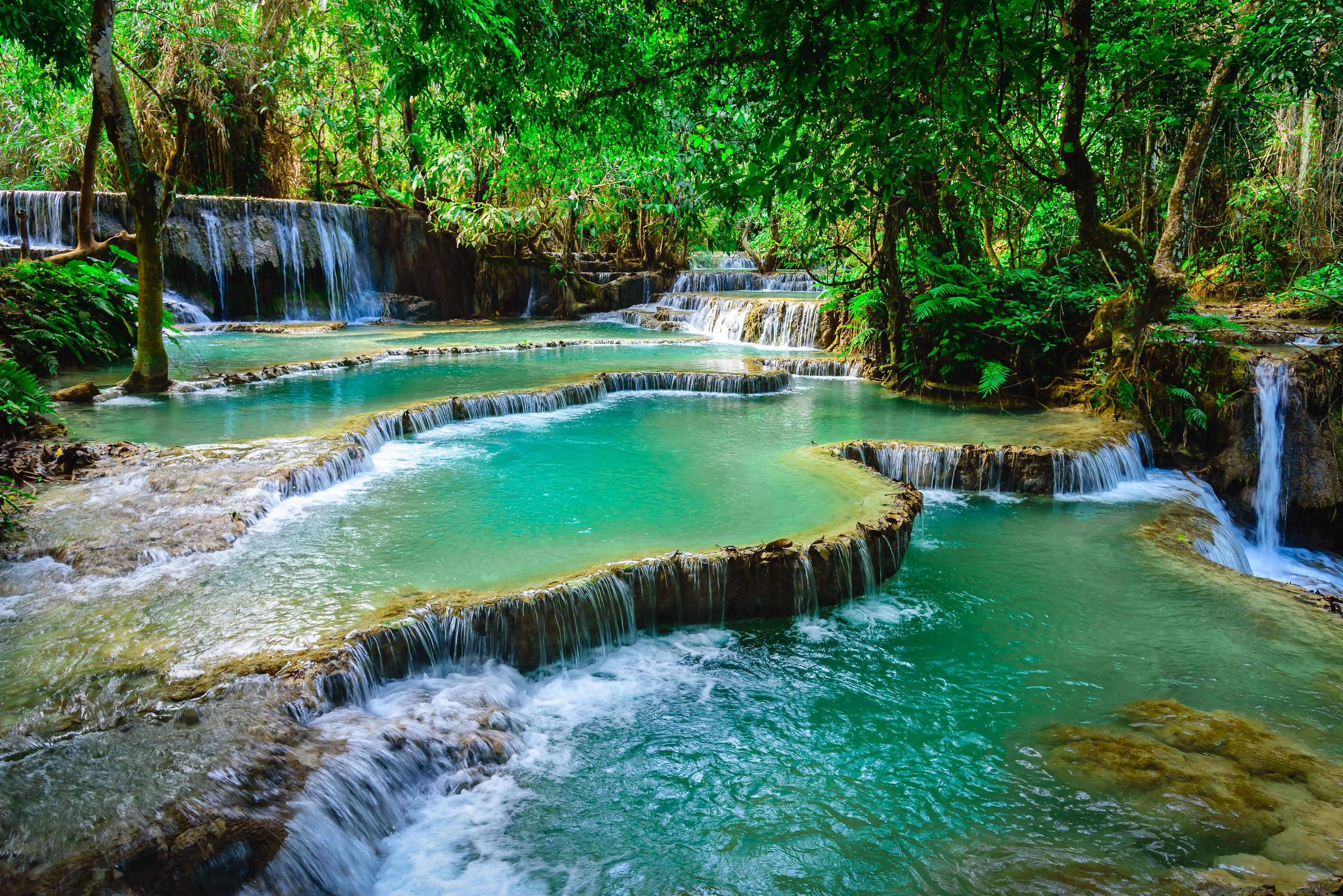 Kuang Si-vattenfallet i Luang Prabang, Laos