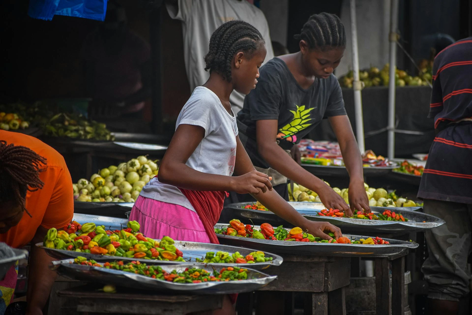 Lokalt marknadsscen i Monrovia, Liberia