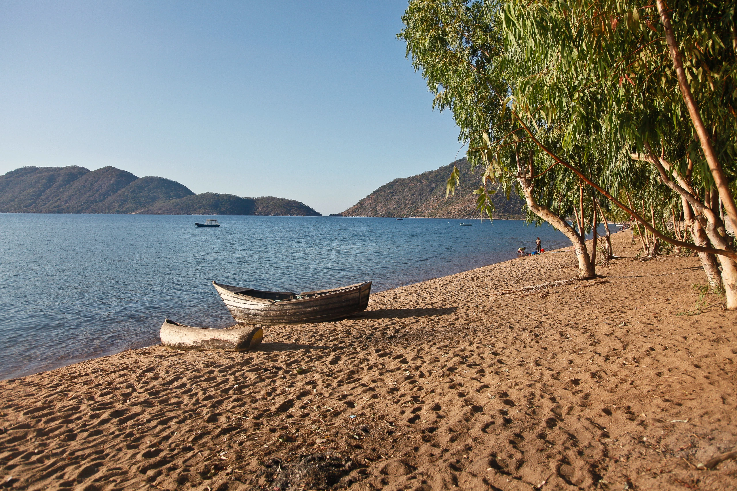 Kanoter vid Lake Malawi