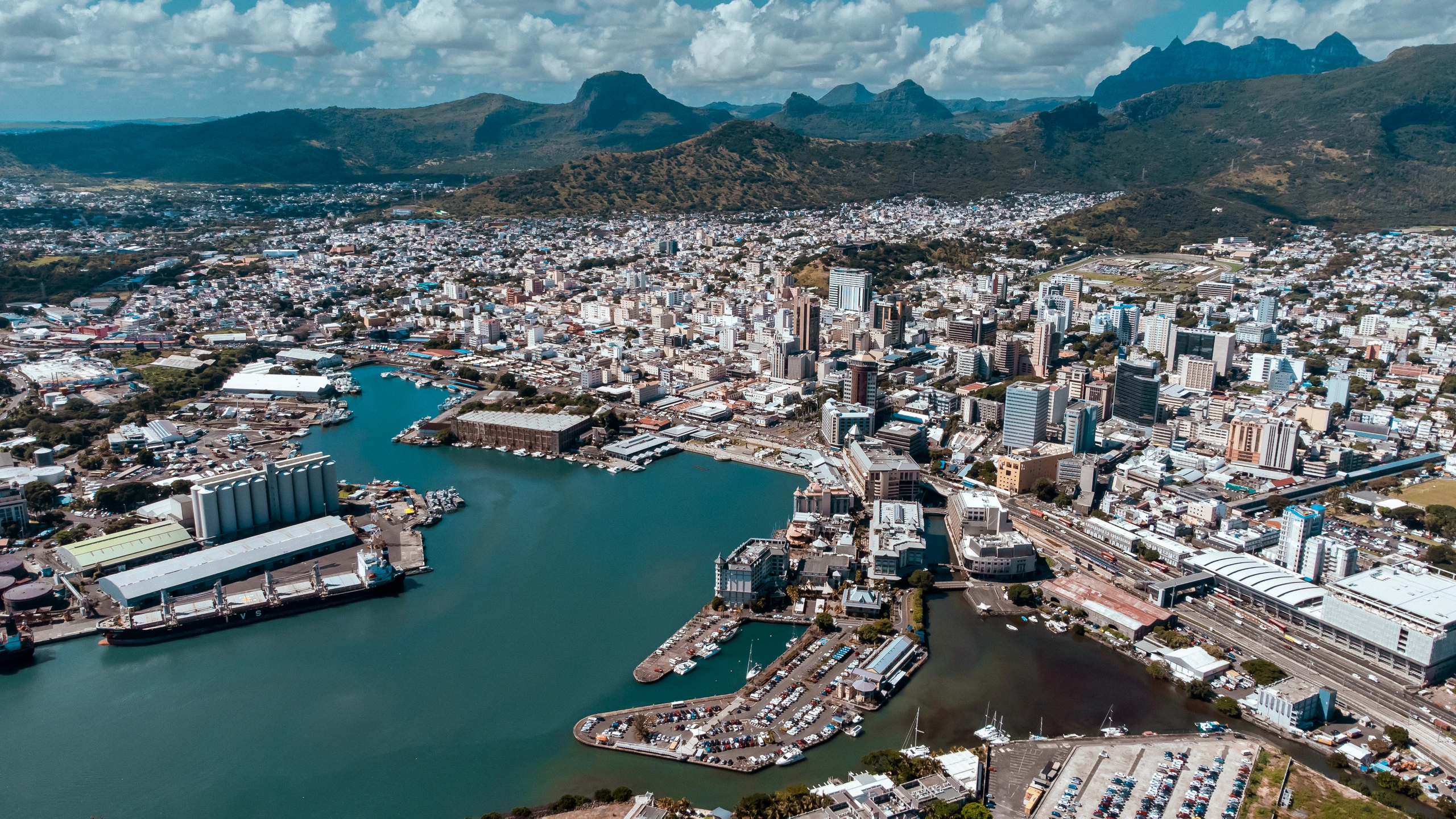 Flygfoto av Port Louis, Mauritius