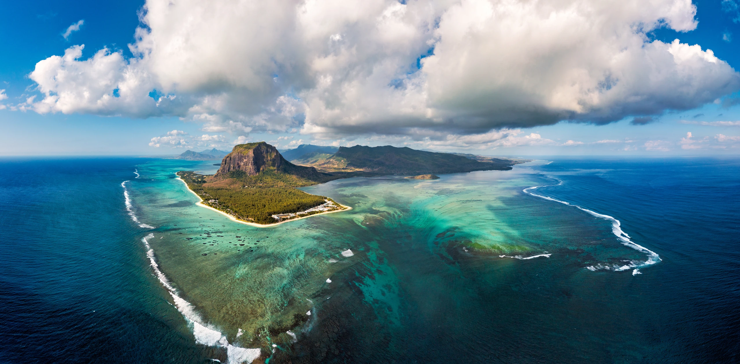 Flygfoto av Le Morne Brabant, Mauritius