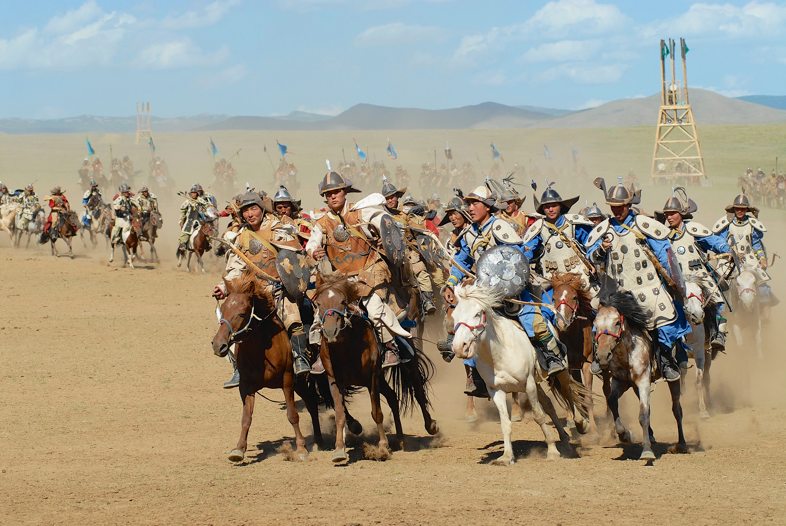 Mongoliska ryttare i Ulaanbaatar, Mongoliet