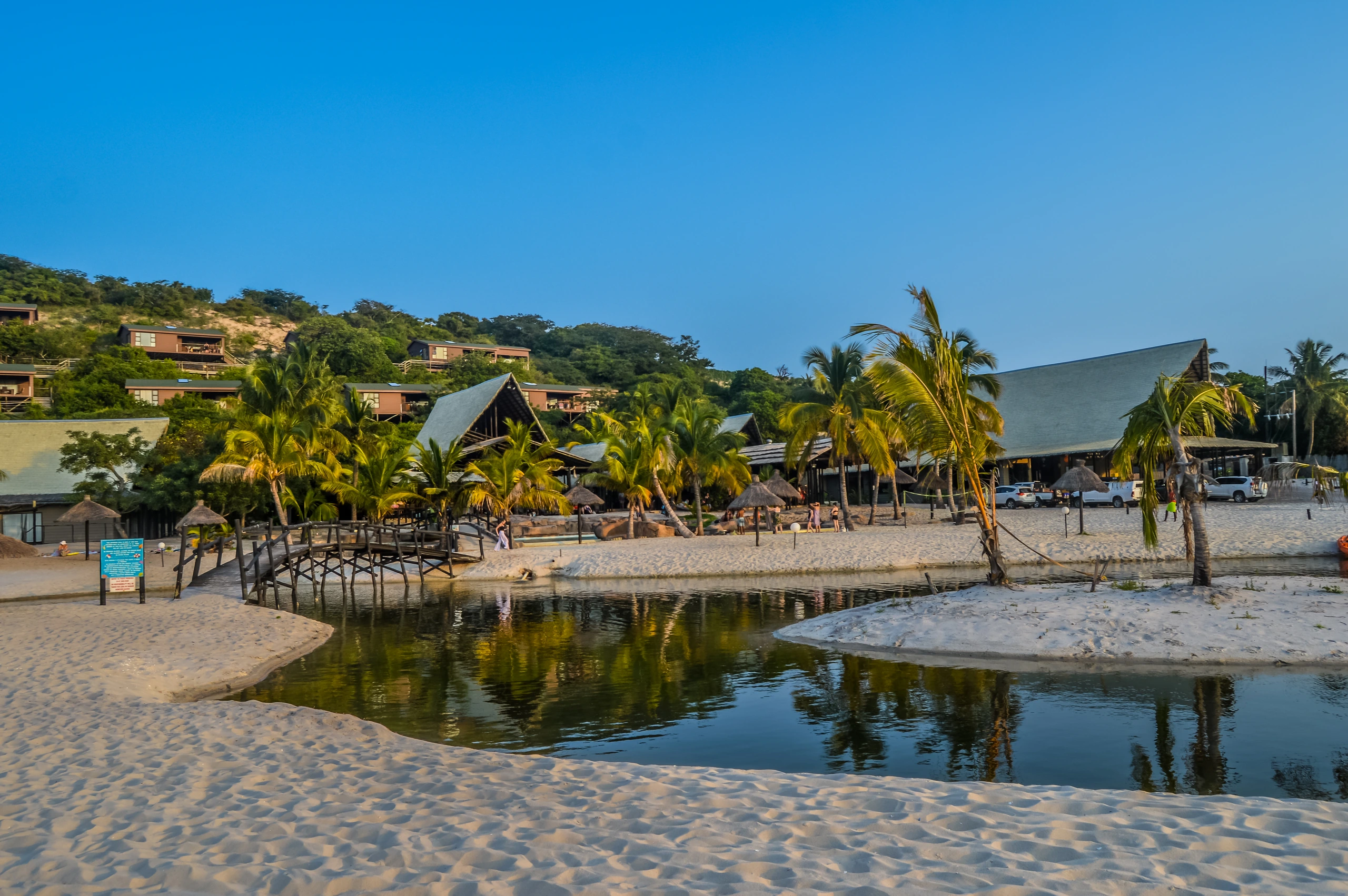 Bilene stranden och lagunen nära Maputo, Moçambique