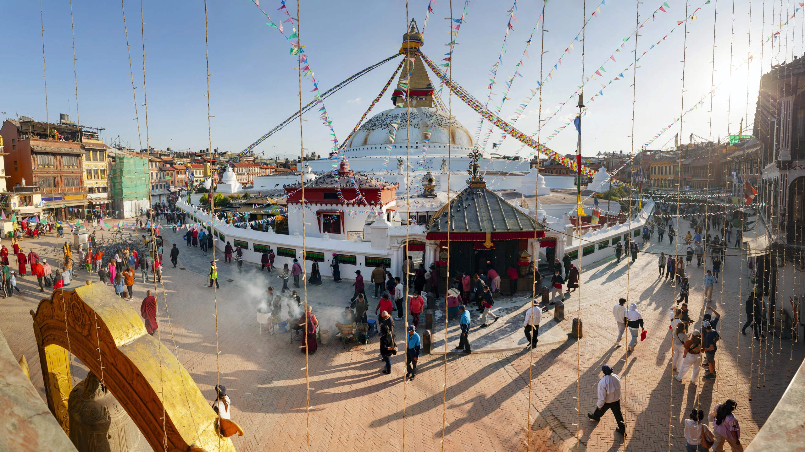 Flygfoto över Kathmandu och Boudhanath, Nepal