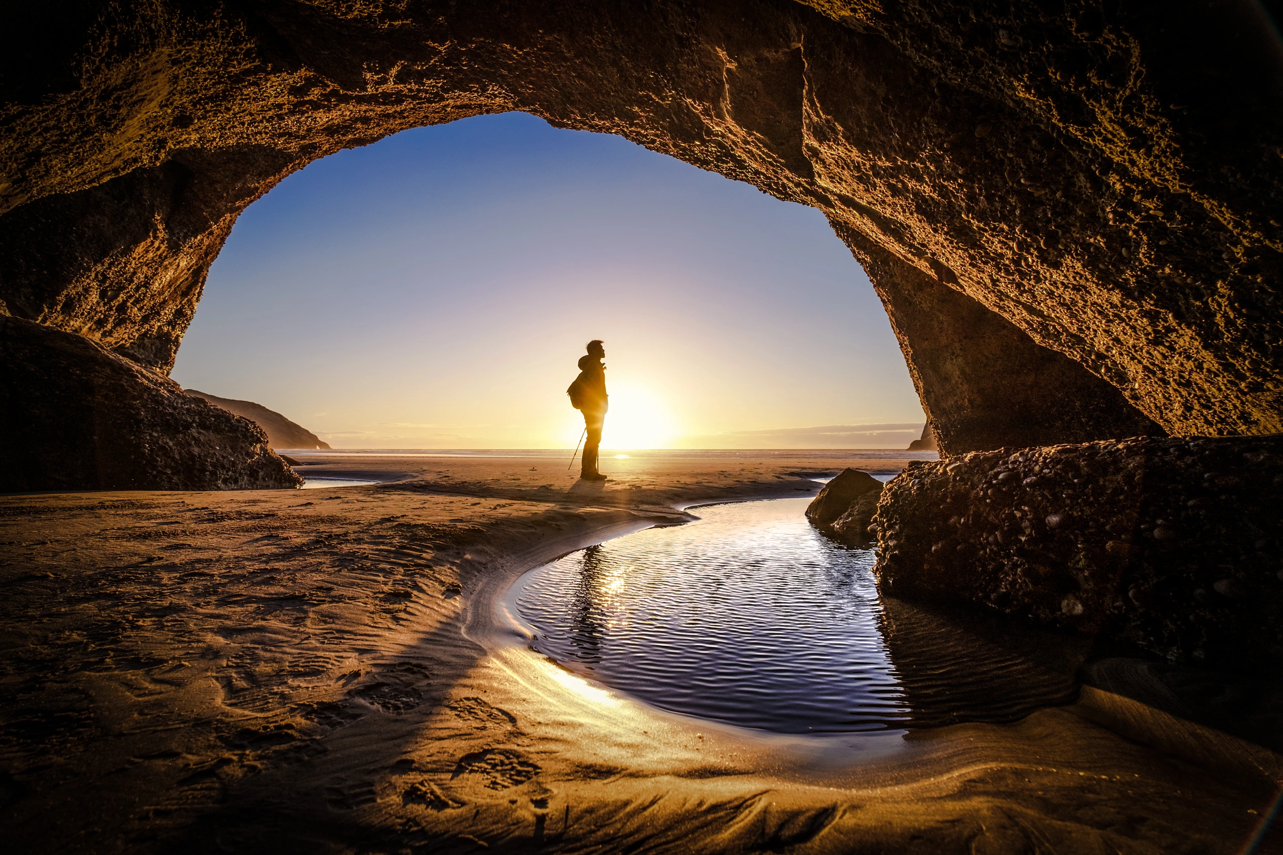 Wharariki Beach cave, Nya Zeeland