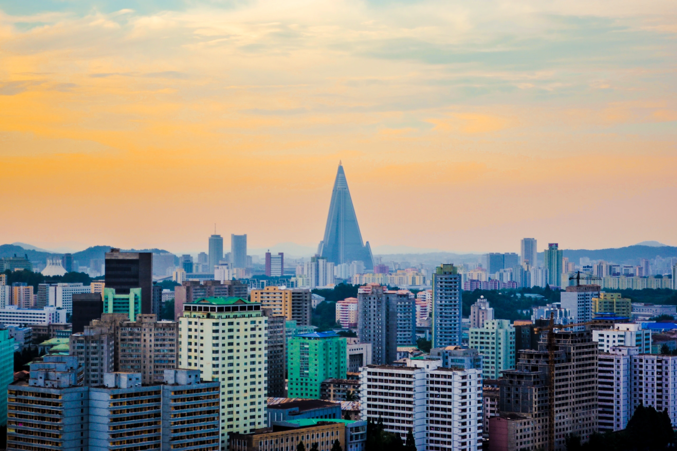 Solnedgång i Pyongyang, Nordkorea