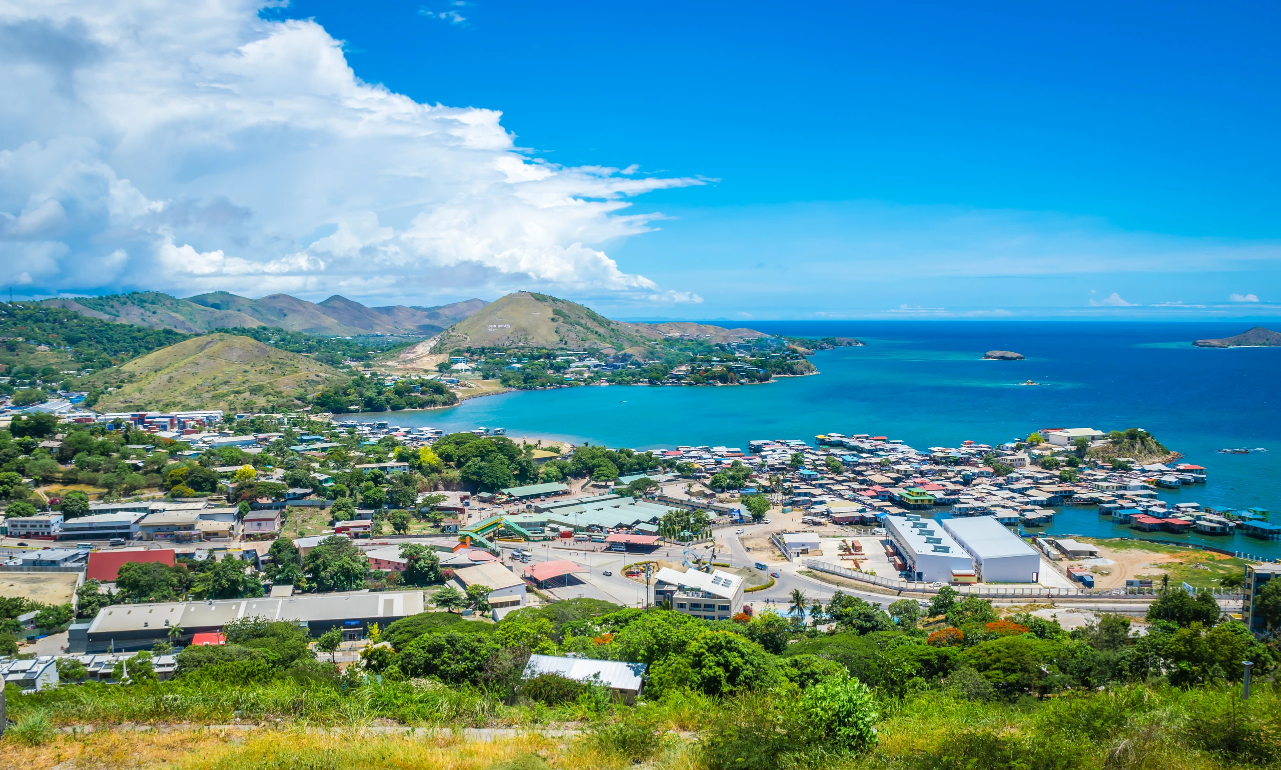 Utsikt över Koki, Port Moresby, Papua Nya Guinea
