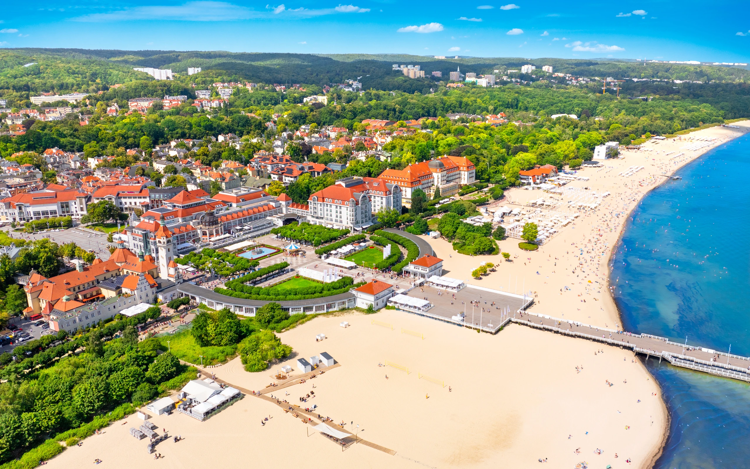 Sopot och piren Molo vid Östersjön, Polen