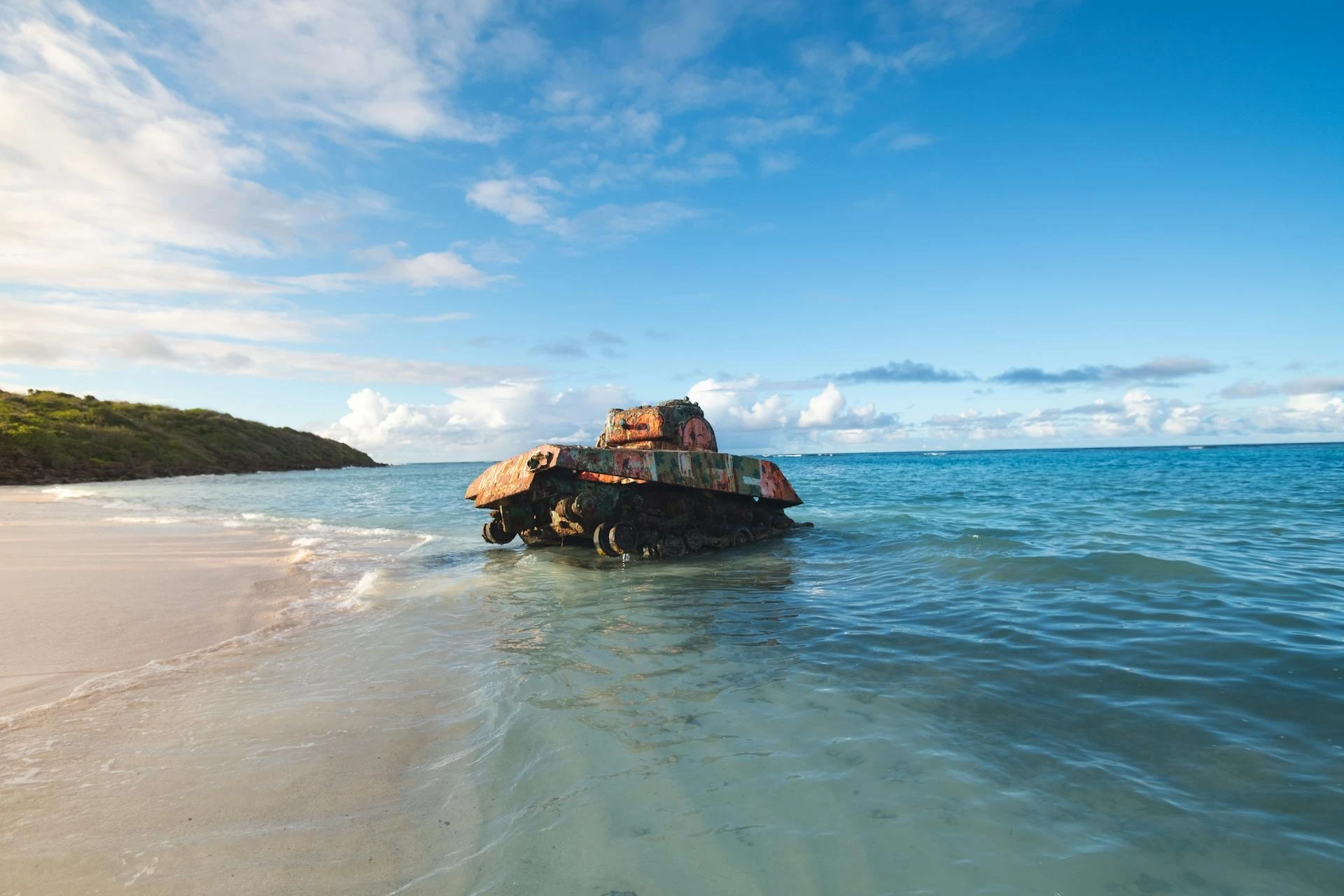 Tank vid kusten i Puerto Rico