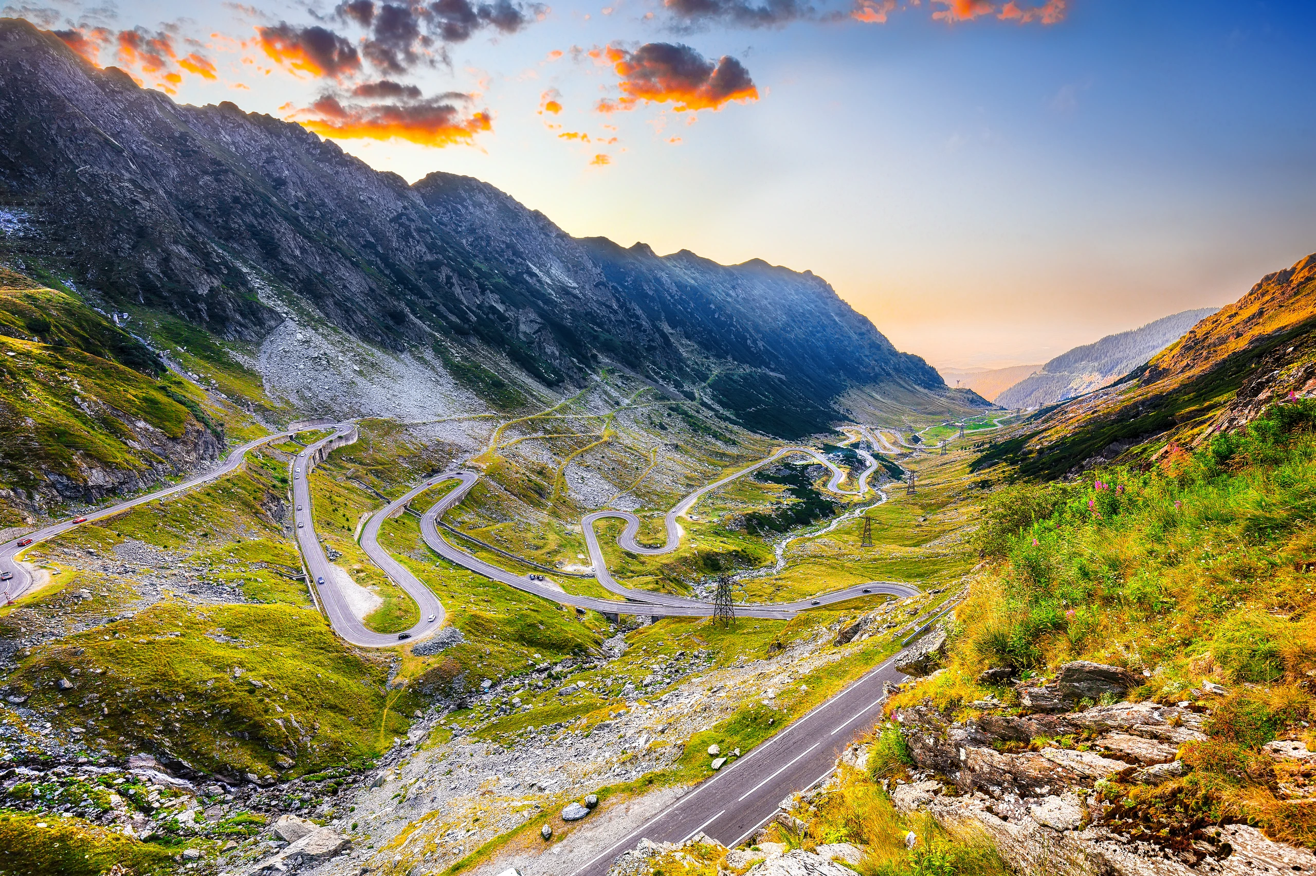 Vy över Transfagarash motorväg, Rumänien