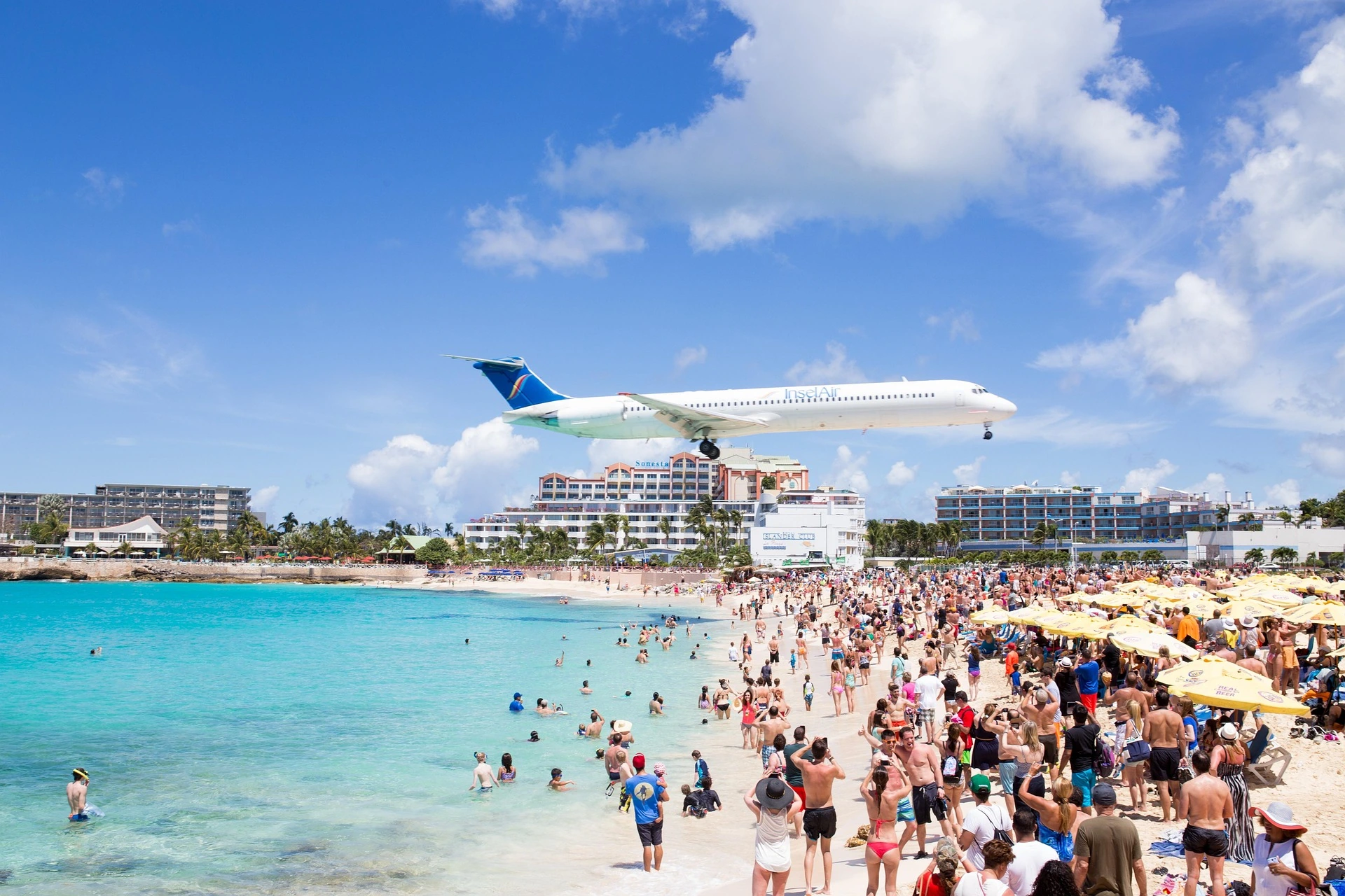 Flygplan vid Maho Beach, Saint Martin
