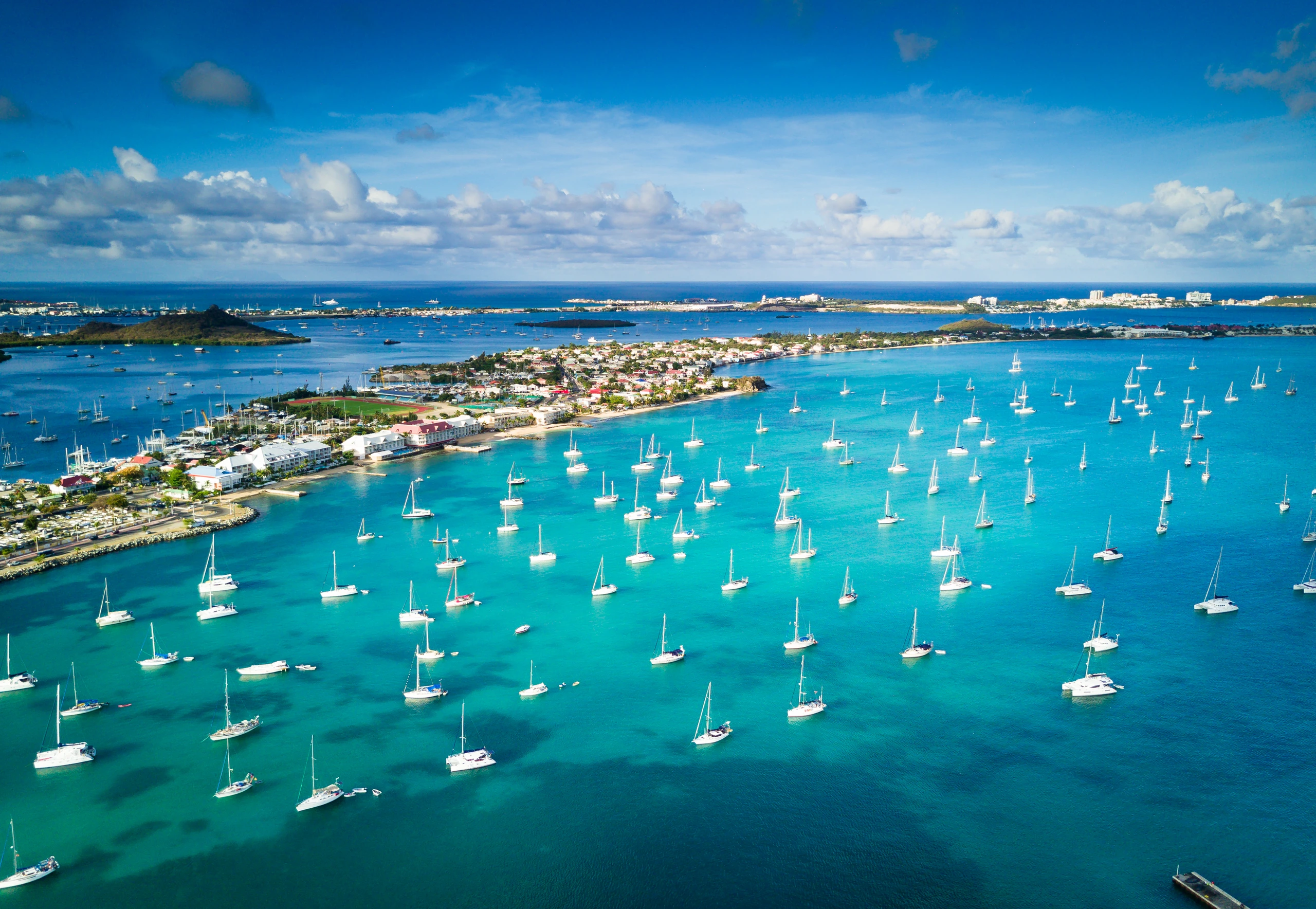 Båtar i Marigot Bay, Saint Martin