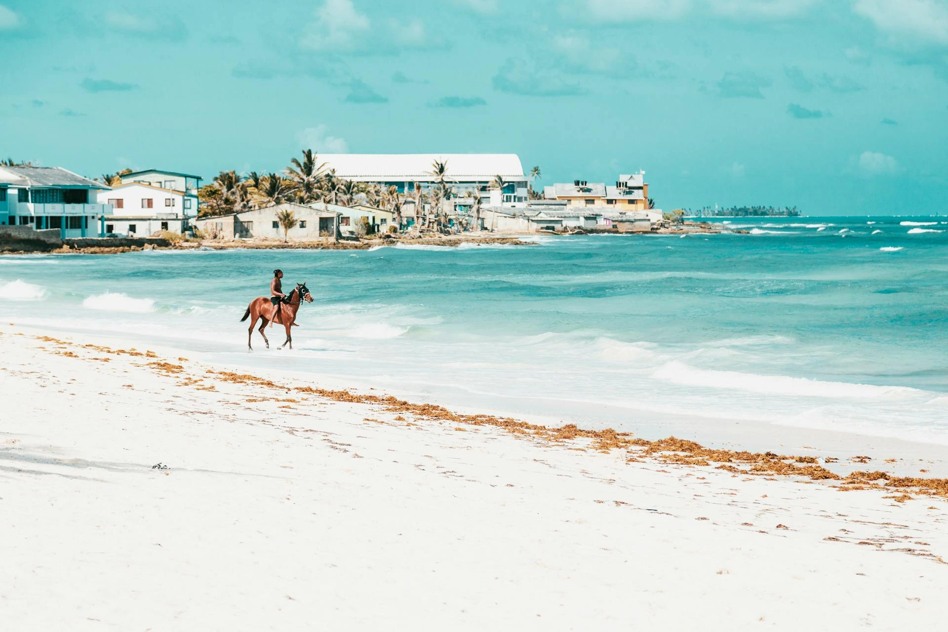 Man som rider på häst på San Andrés, San Andrés och Providencia