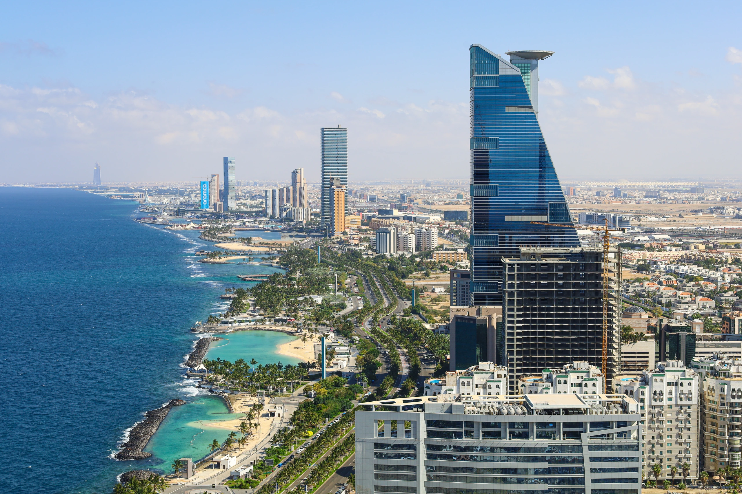 Jeddah skyline från luften, Saudiarabien