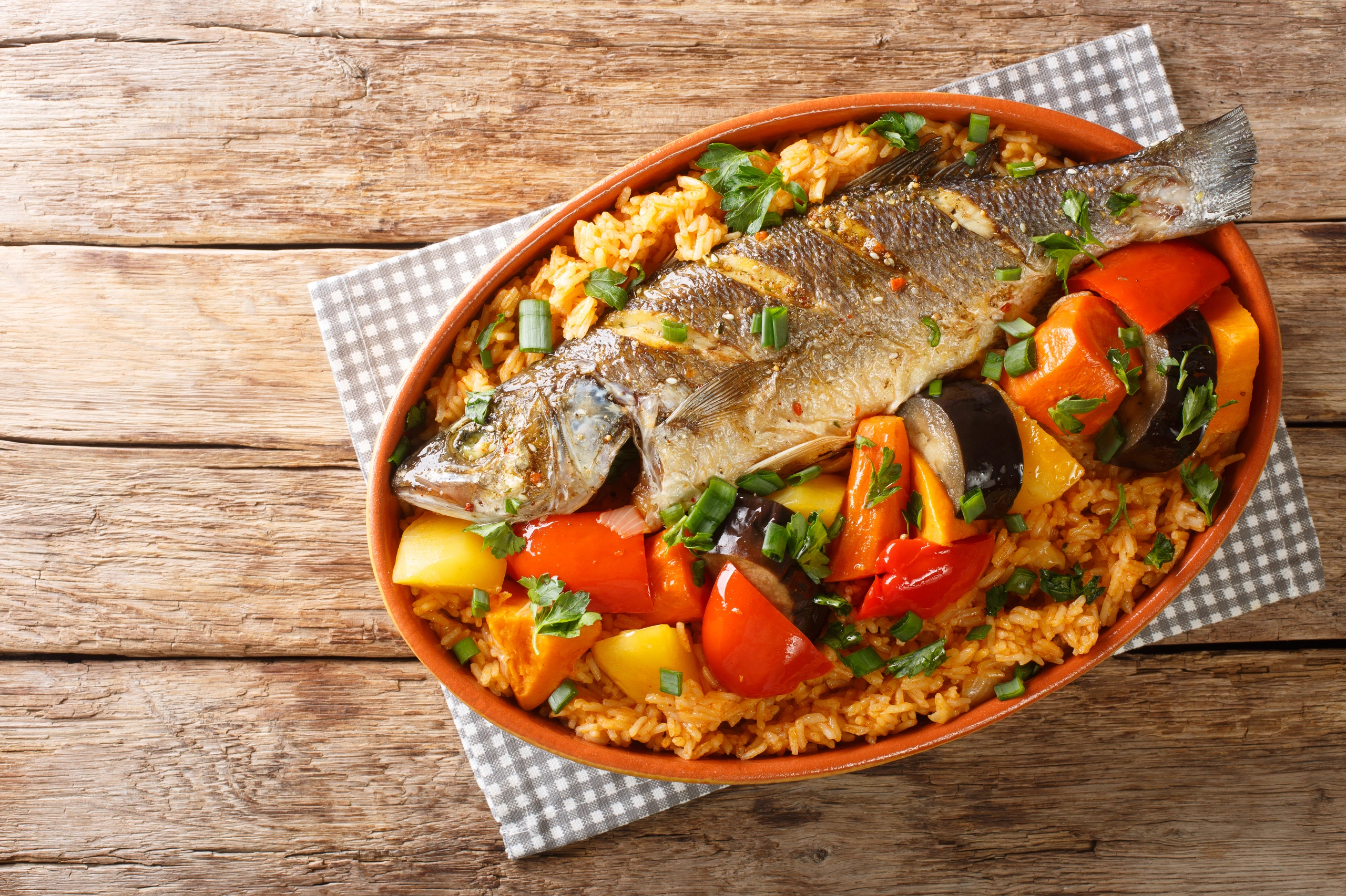 Thieboudienne med grönsaker, Senegal