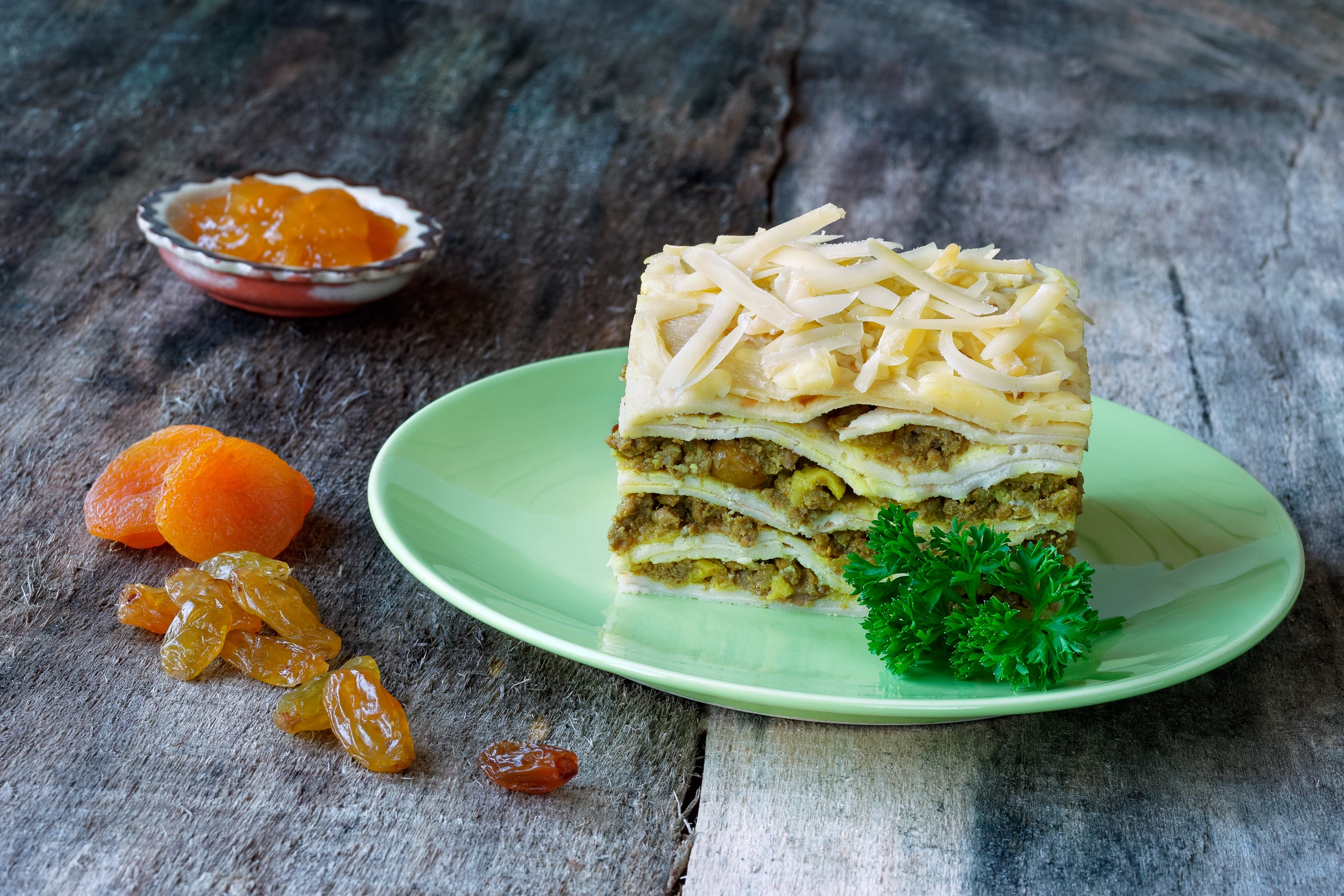 Bobotie med pannkakor, Sydafrika