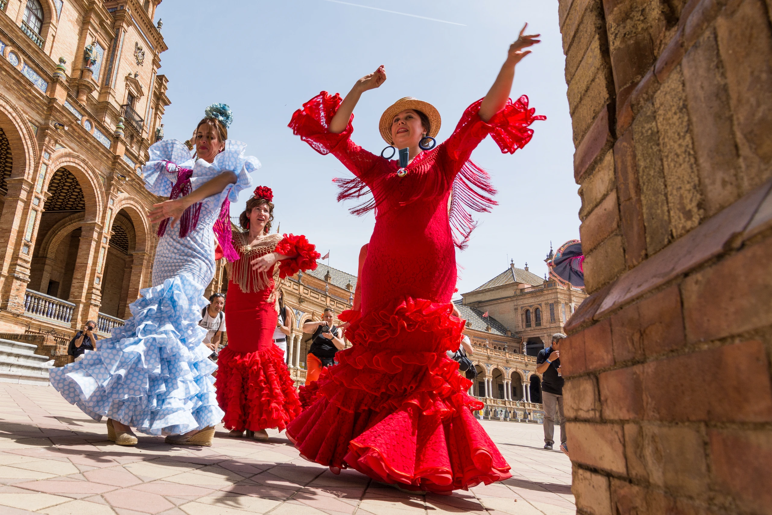 Flamencodans på Plaza de España, Sevilla, Spanien