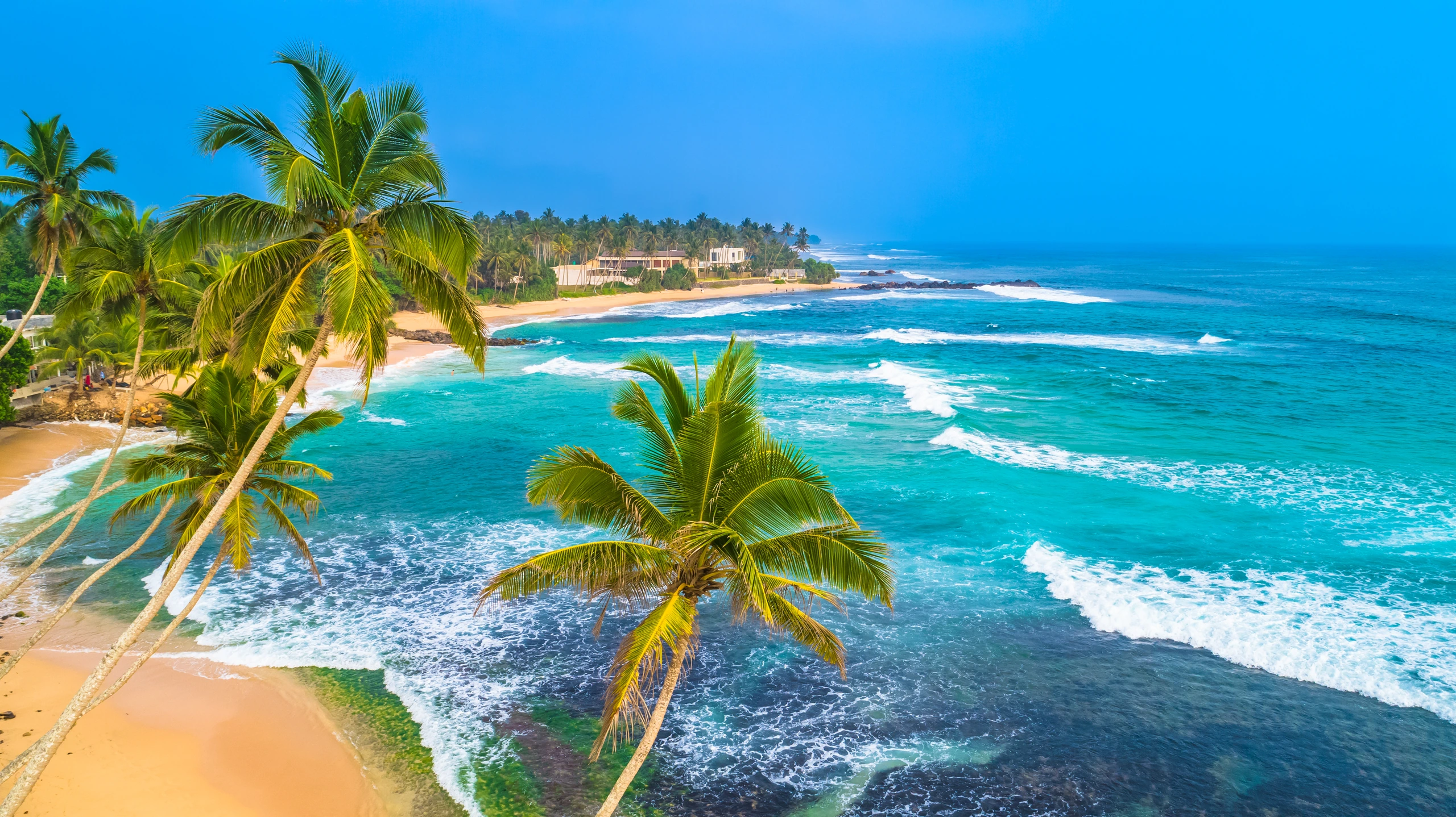 Strandutsikt i Unawatuna, Sri Lanka