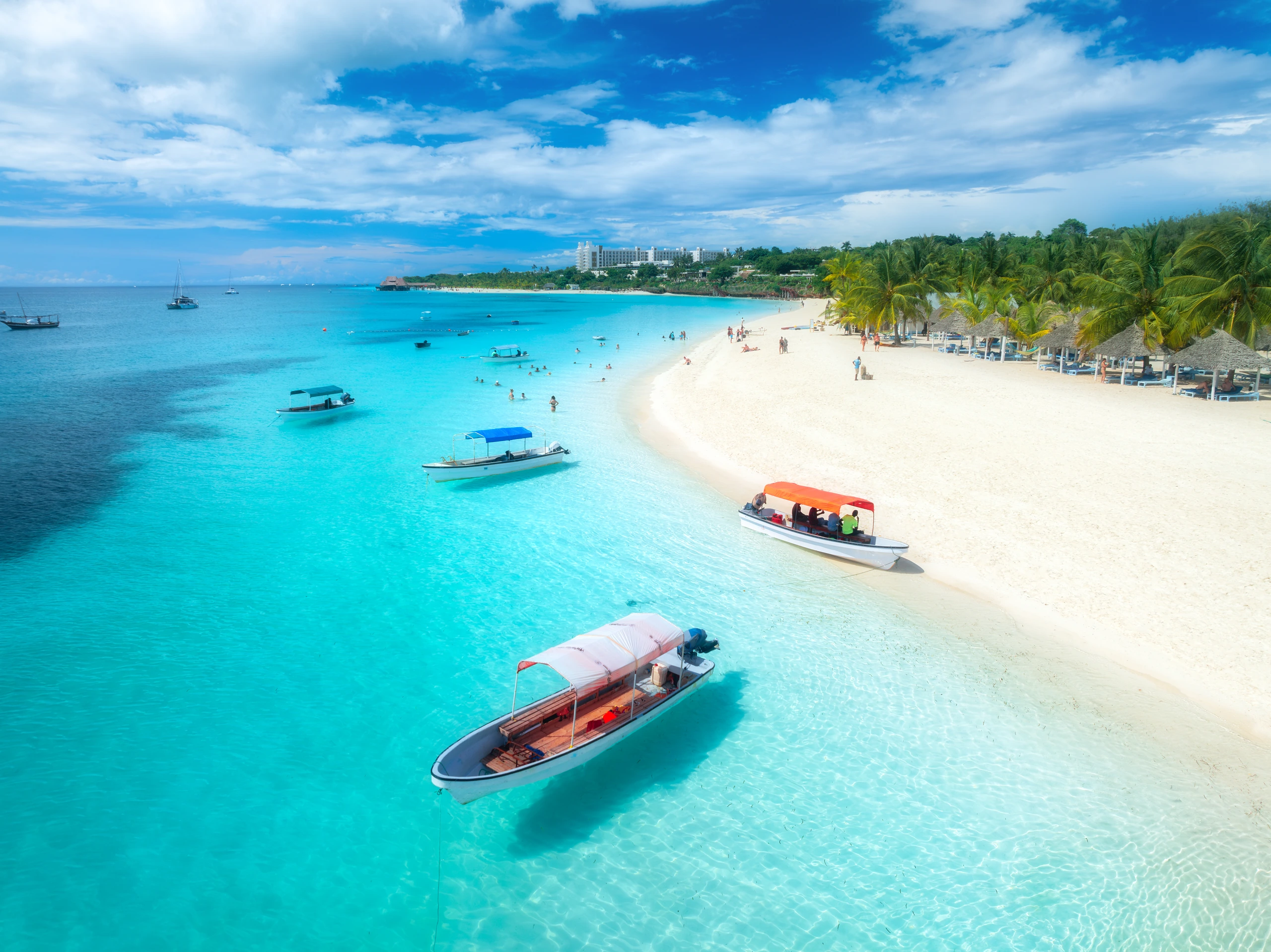 Flygfoto över Kendwa, Zanzibar, Tanzania