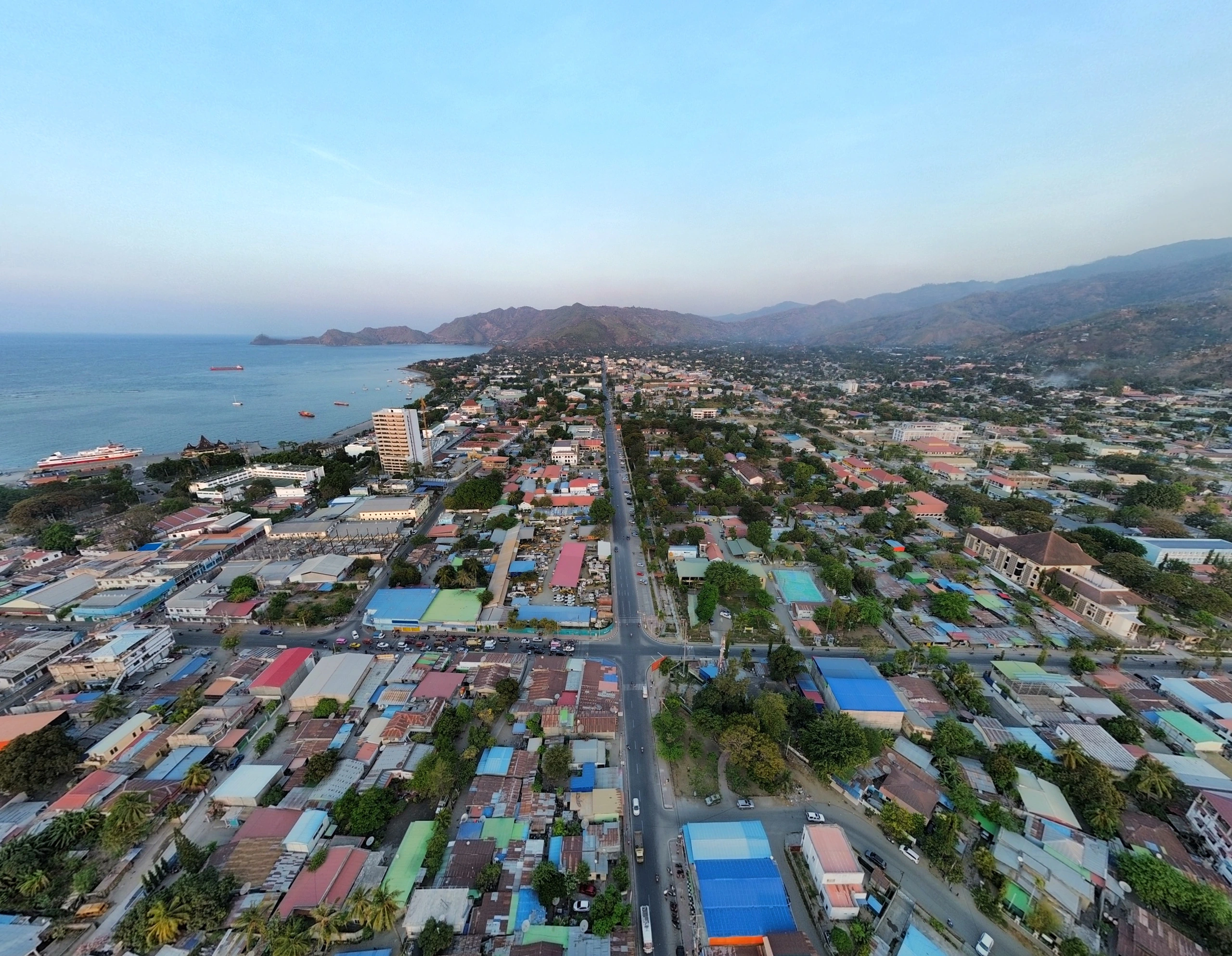 Flygfoto av Dili, Östtimor