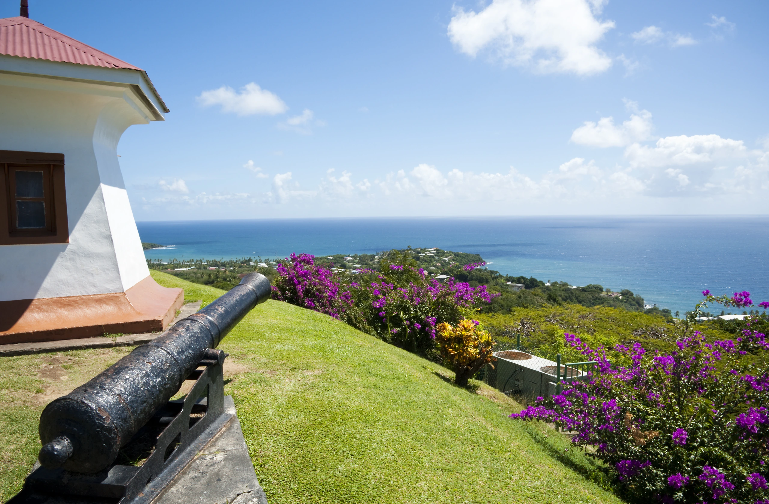 Vy från Fort King George, Tobago, Trinidad och Tobago